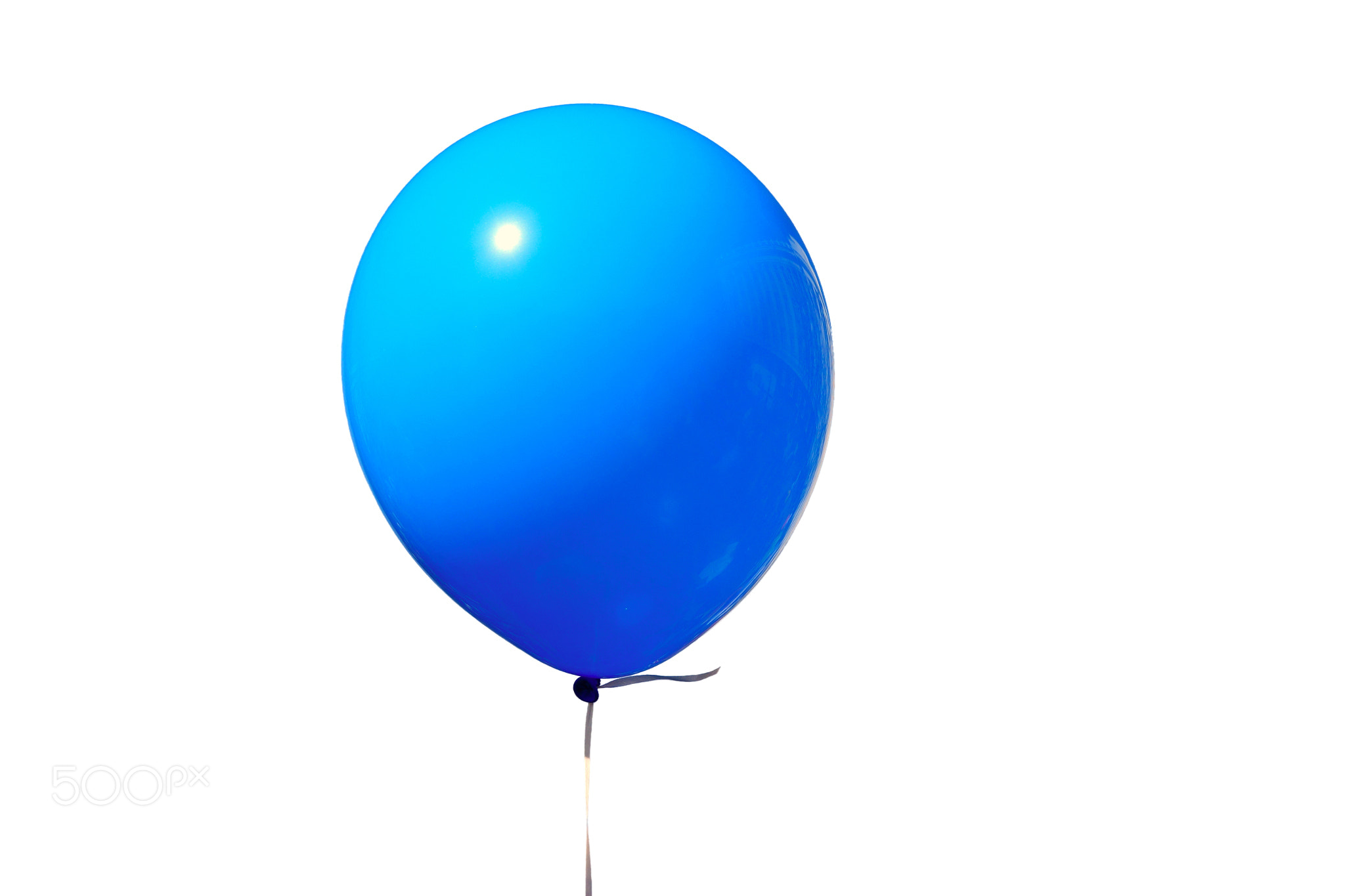 Blue happy air flying ball isolated on white background