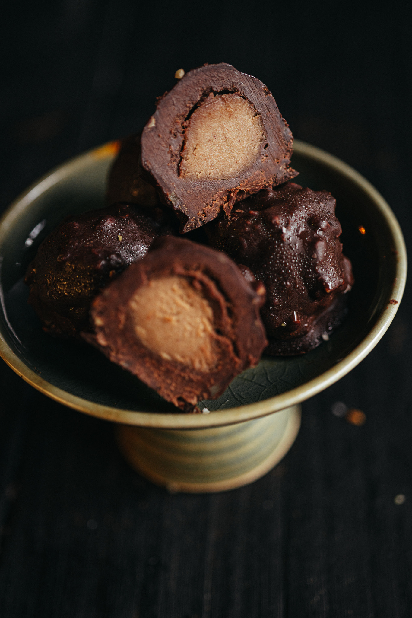 A still life of assorted chocolate truffles