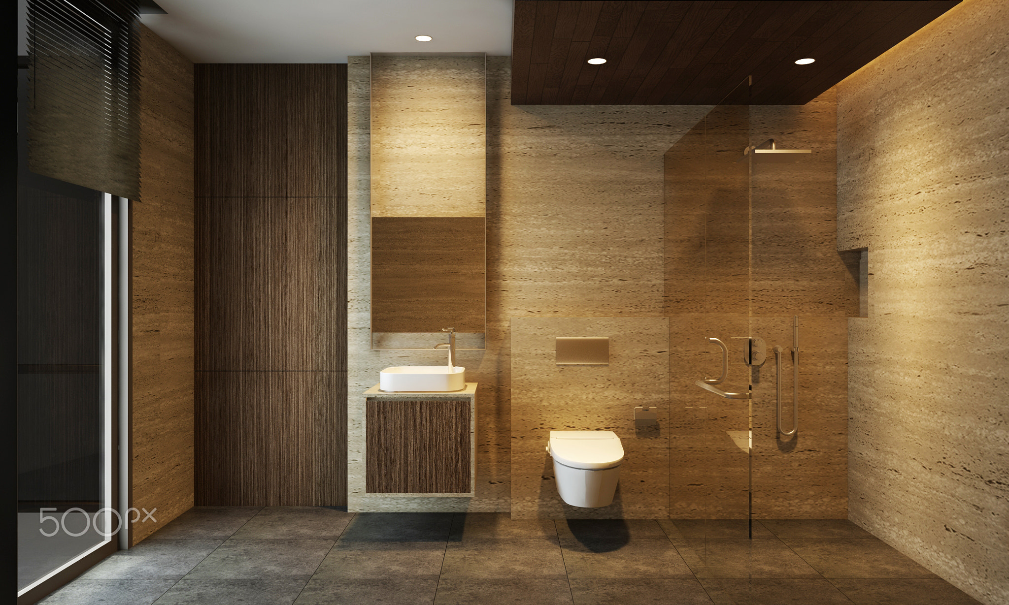 kids toilet view travertine material