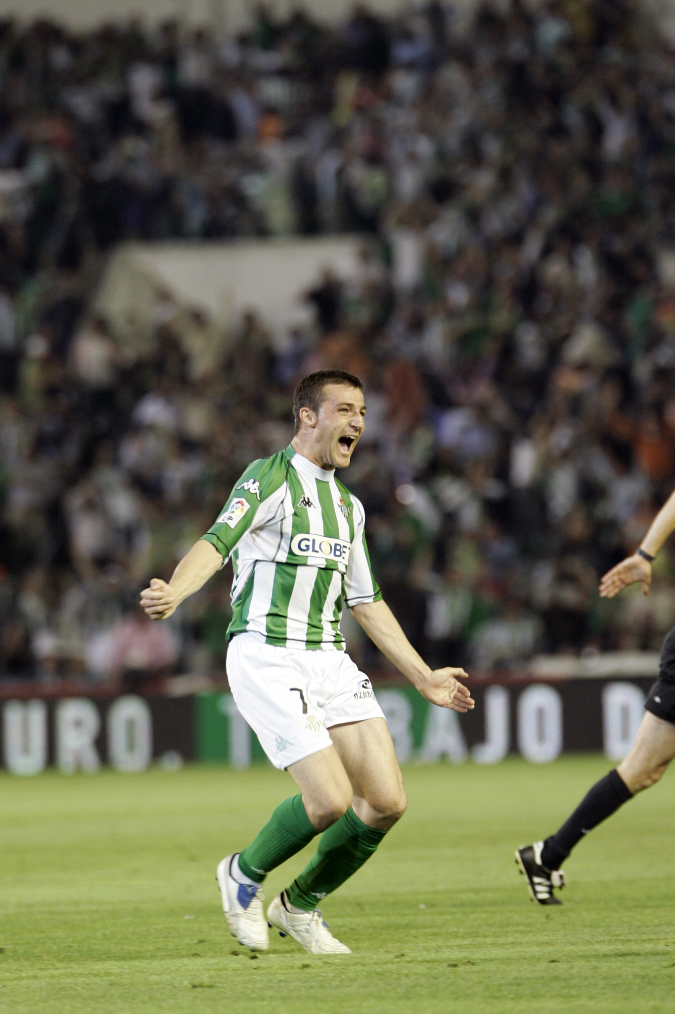 Varela celebrating a goal. Taken during the local derby between Real Betis Balompie and Sevilla FC w