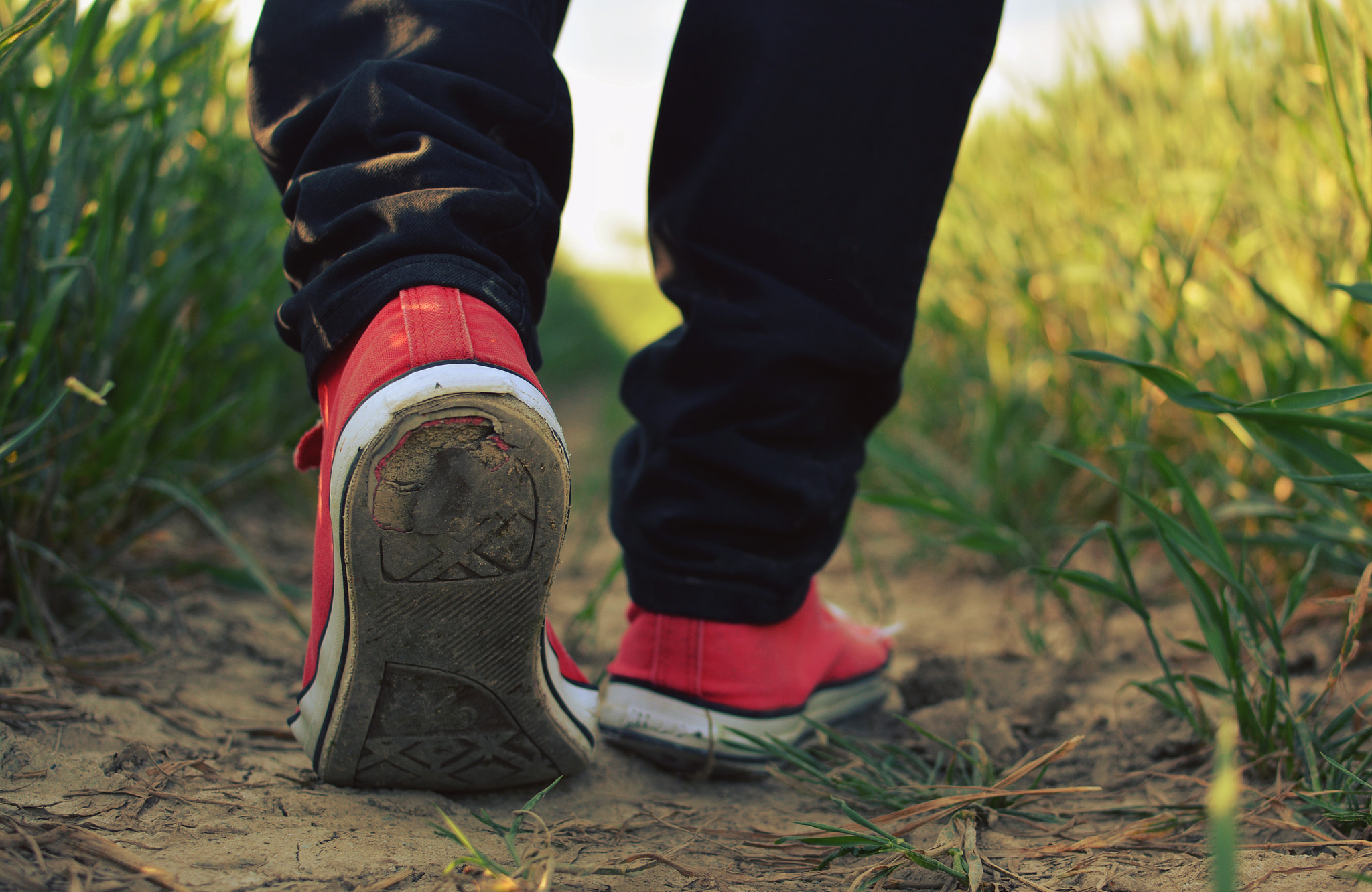 Walking in sneakers