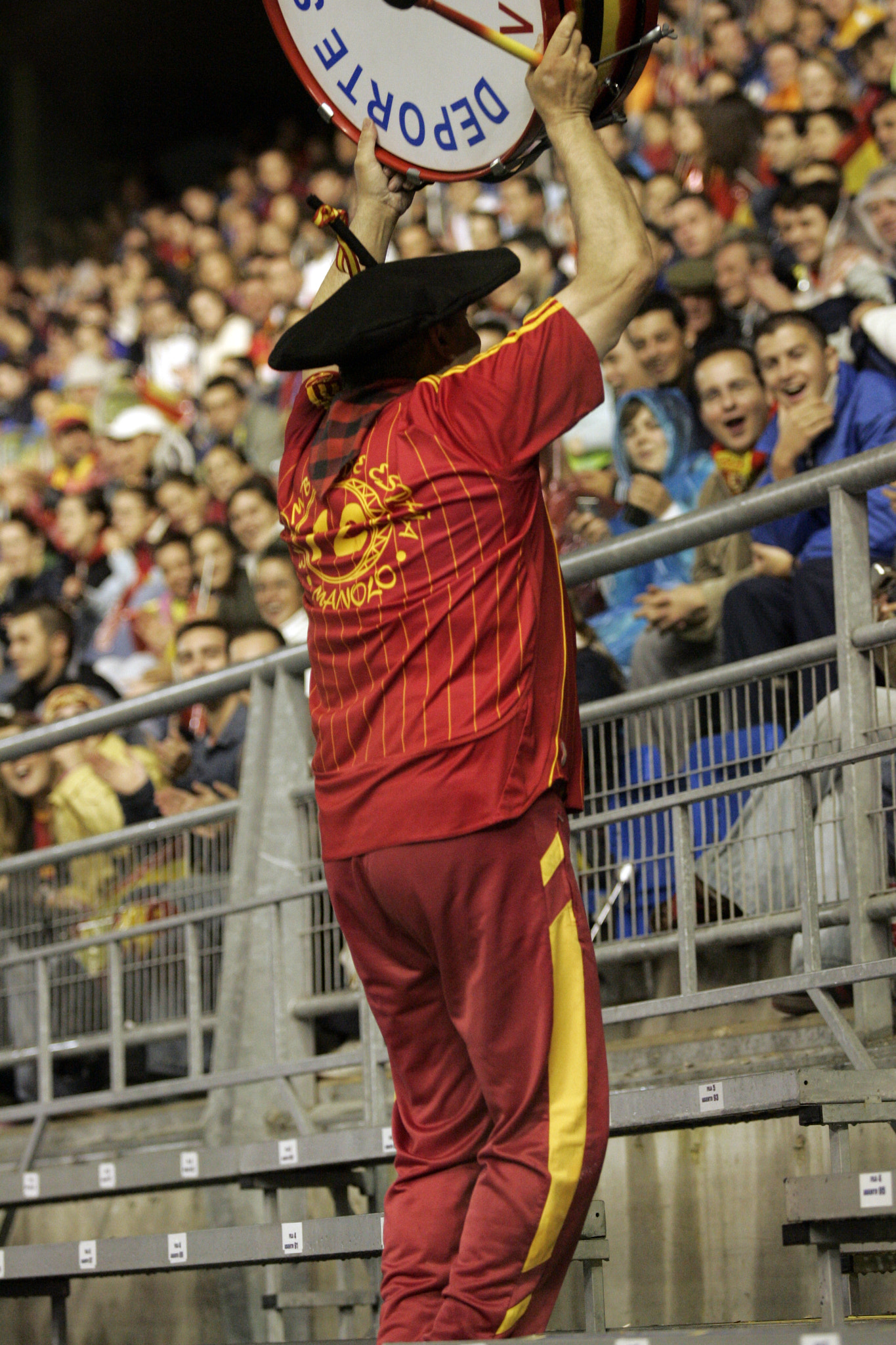 Manolo el del bombo, a popular Spanish team fan. Taken at Ramon de Carranza stadium (Cadiz, Spain),