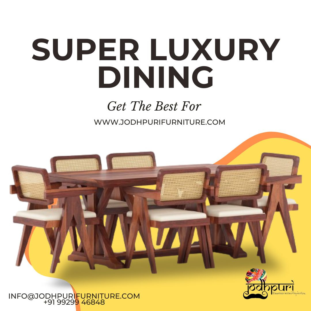 Modern Dining Table 6 Seater Set - Cane Furniture