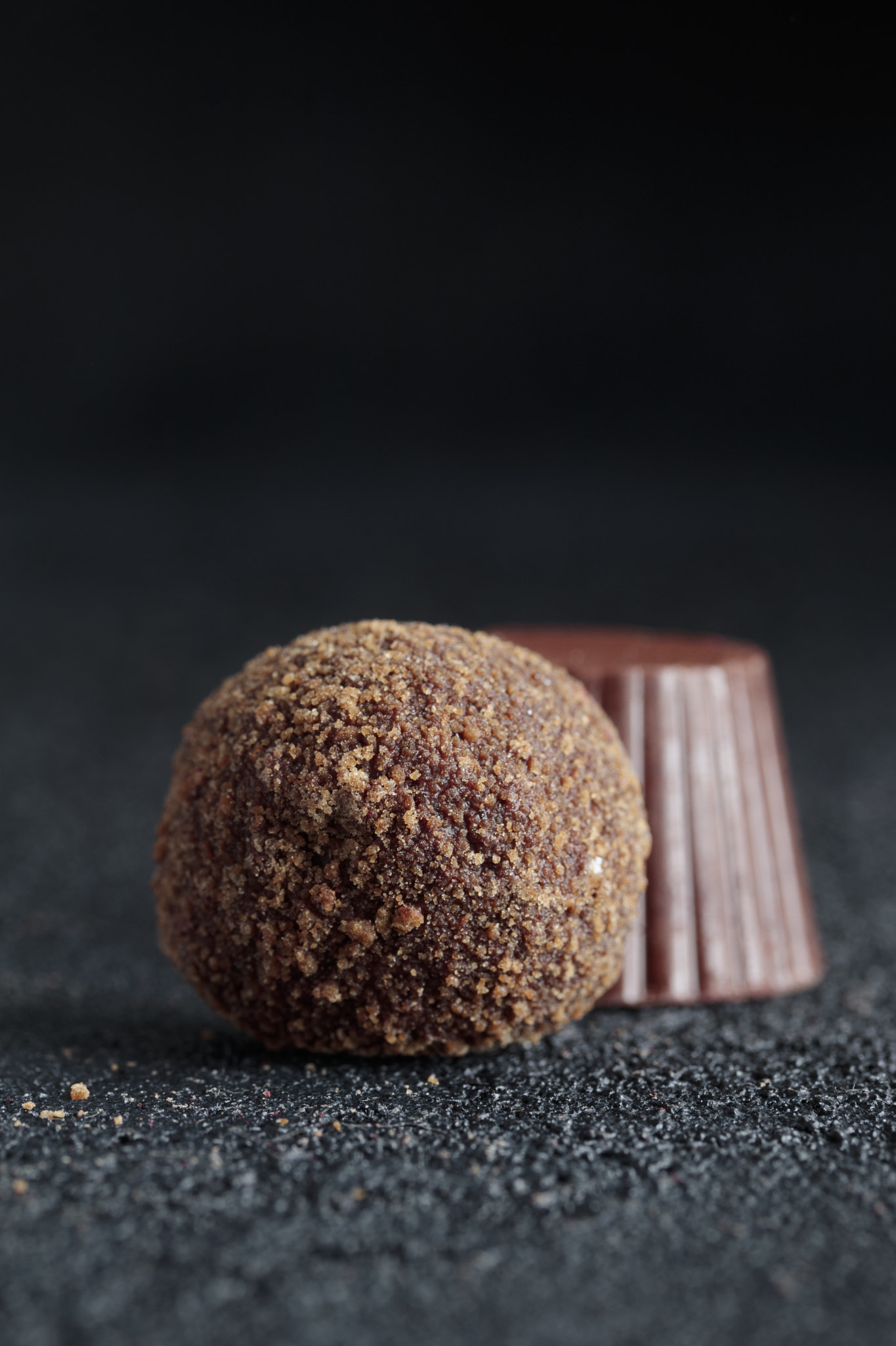 Delicious gourmet chocolate handmade truffles from confectionery, homemade dark chocolate candies on