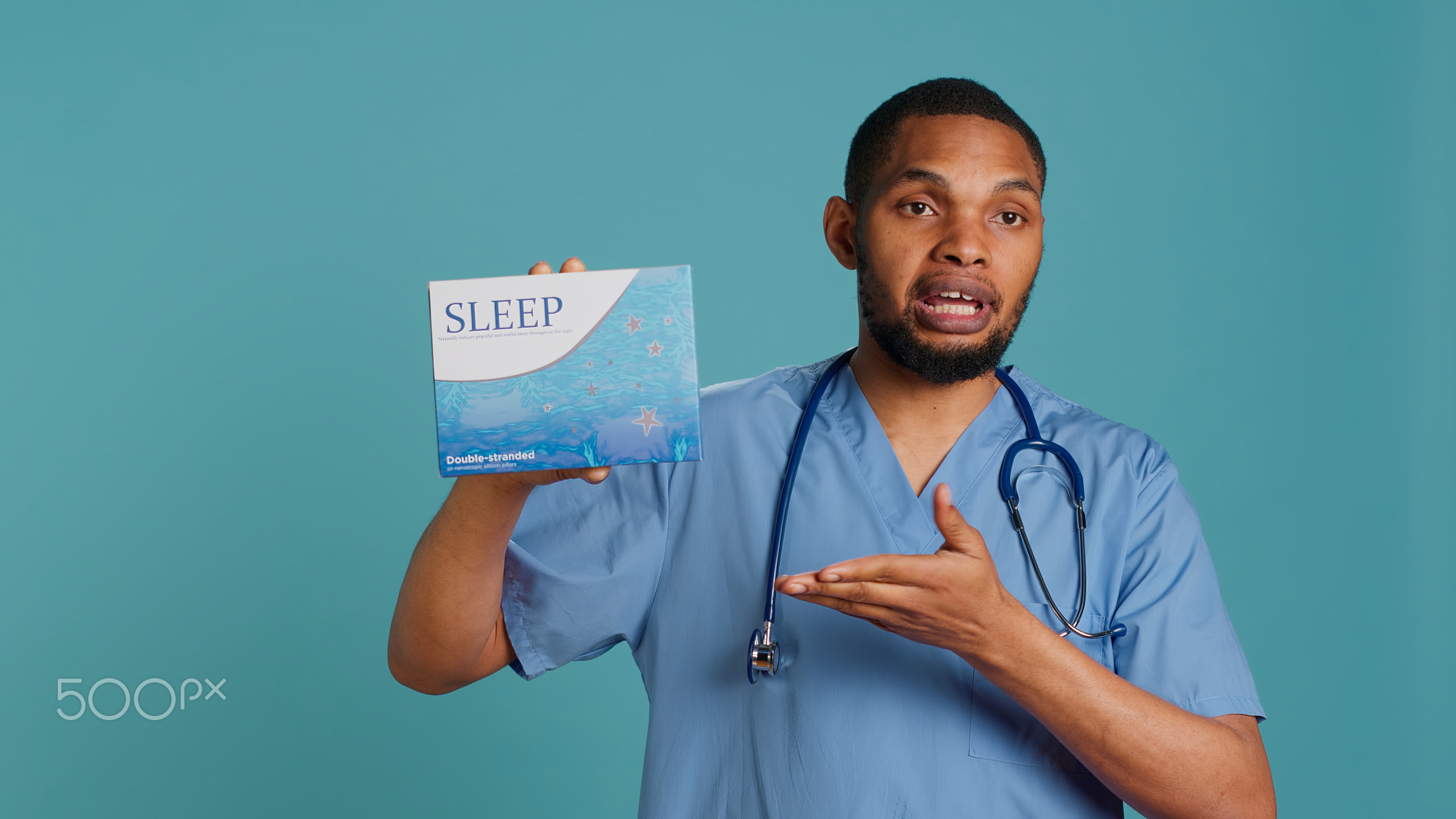 Healthcare specialist recommending tablets for patients with insomnia