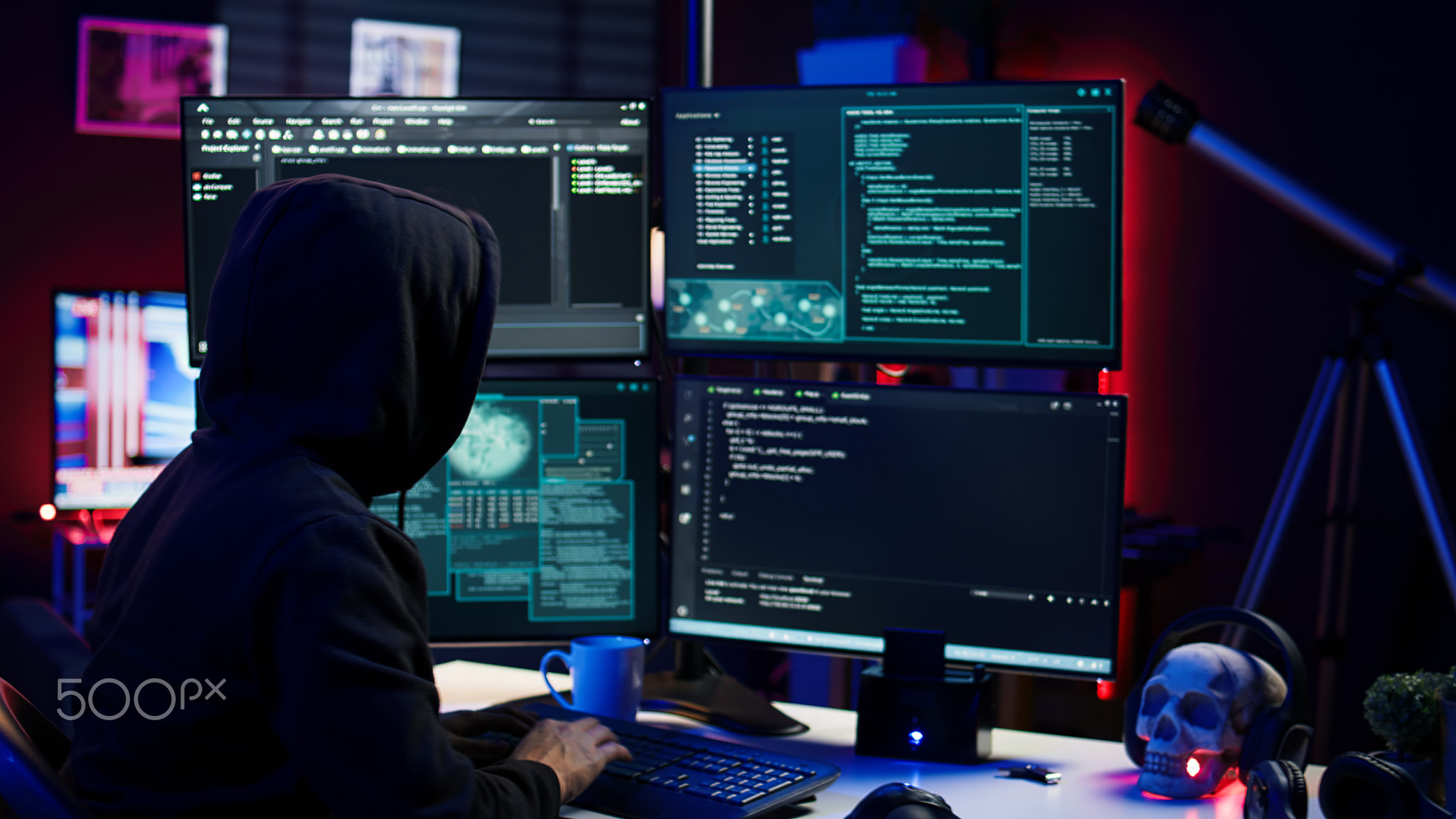 Hacker using PC to steal data, targeting unpatched security systems