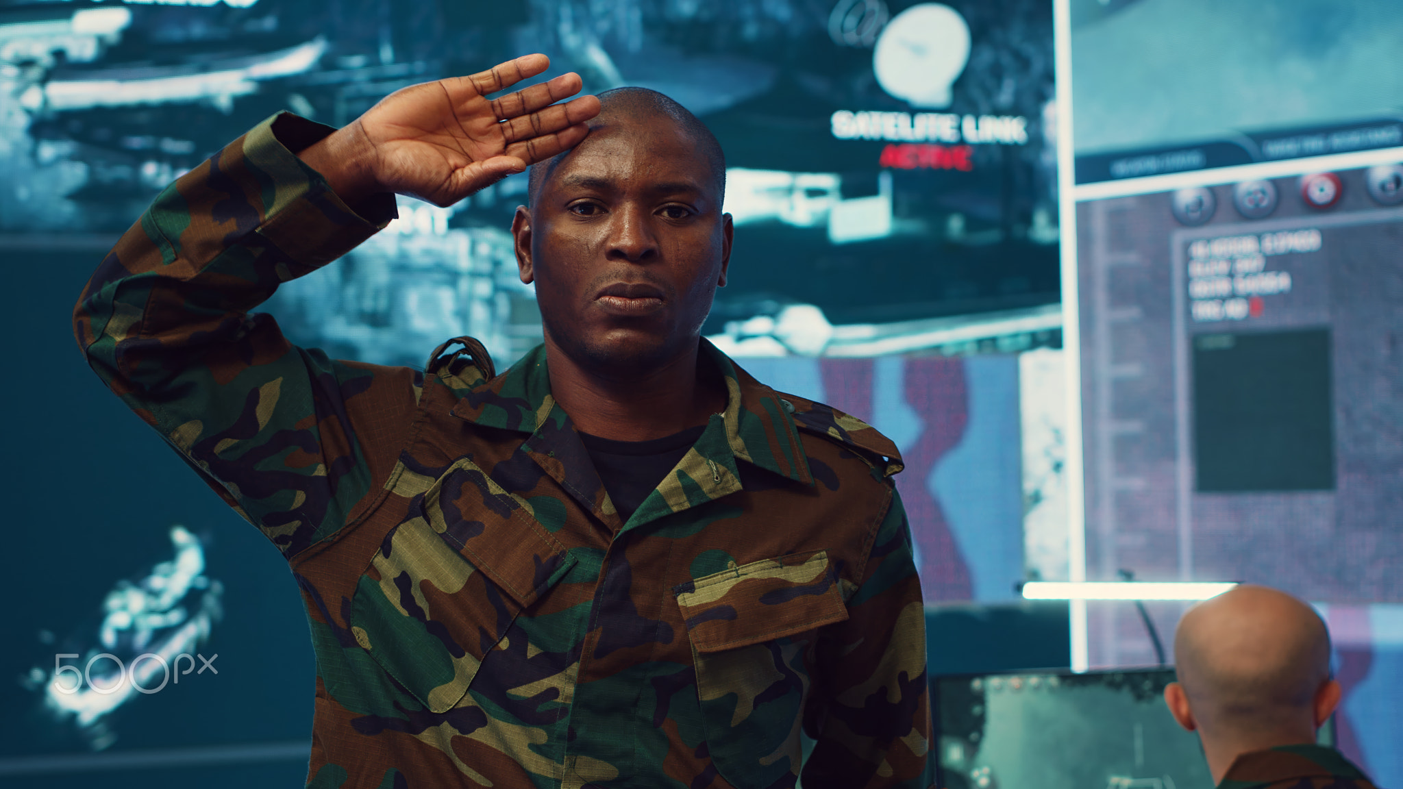 Military officer presenting the official custom salute etiquette