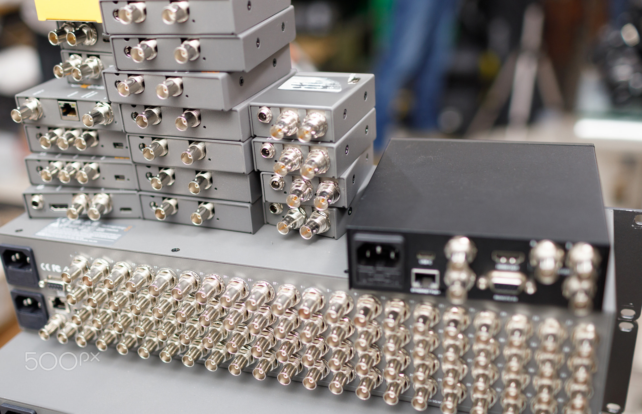 Commutation panel of telecommunication video switcher broadcast for TV