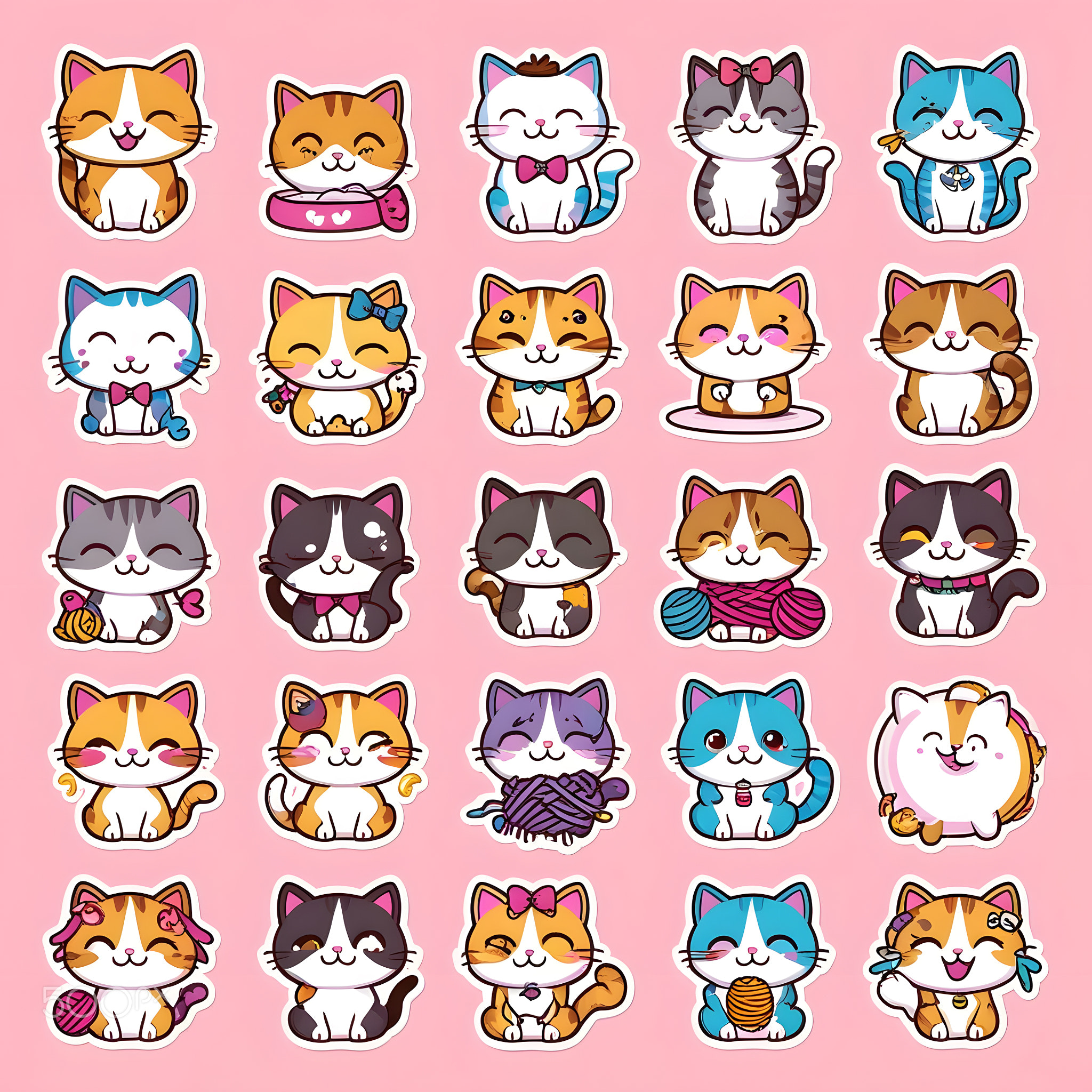 Adorable 3D Cat Stickers Cute and Playful Characters for Digital Fun