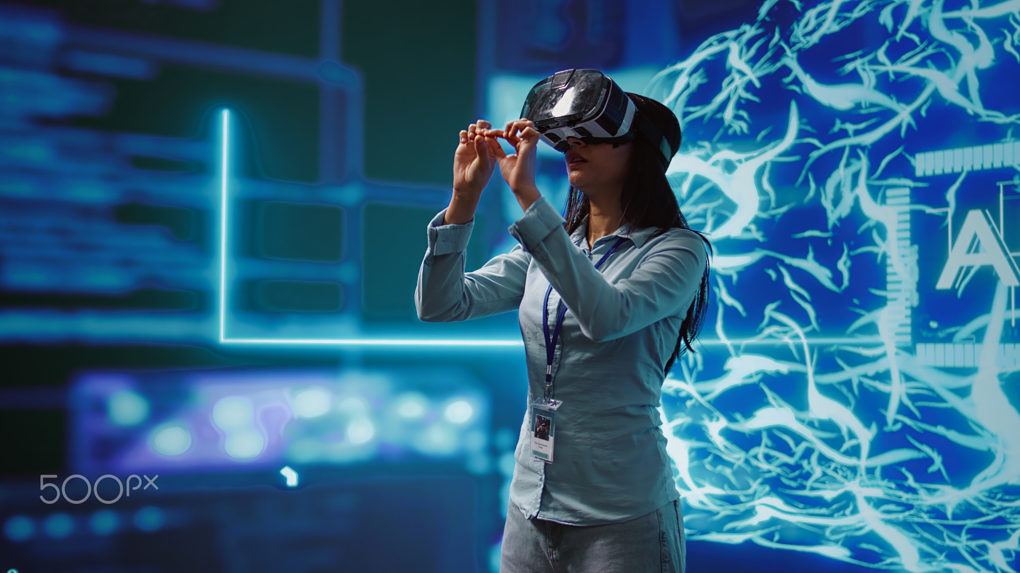 Technician uses virtual reality technology to build AI algorithms