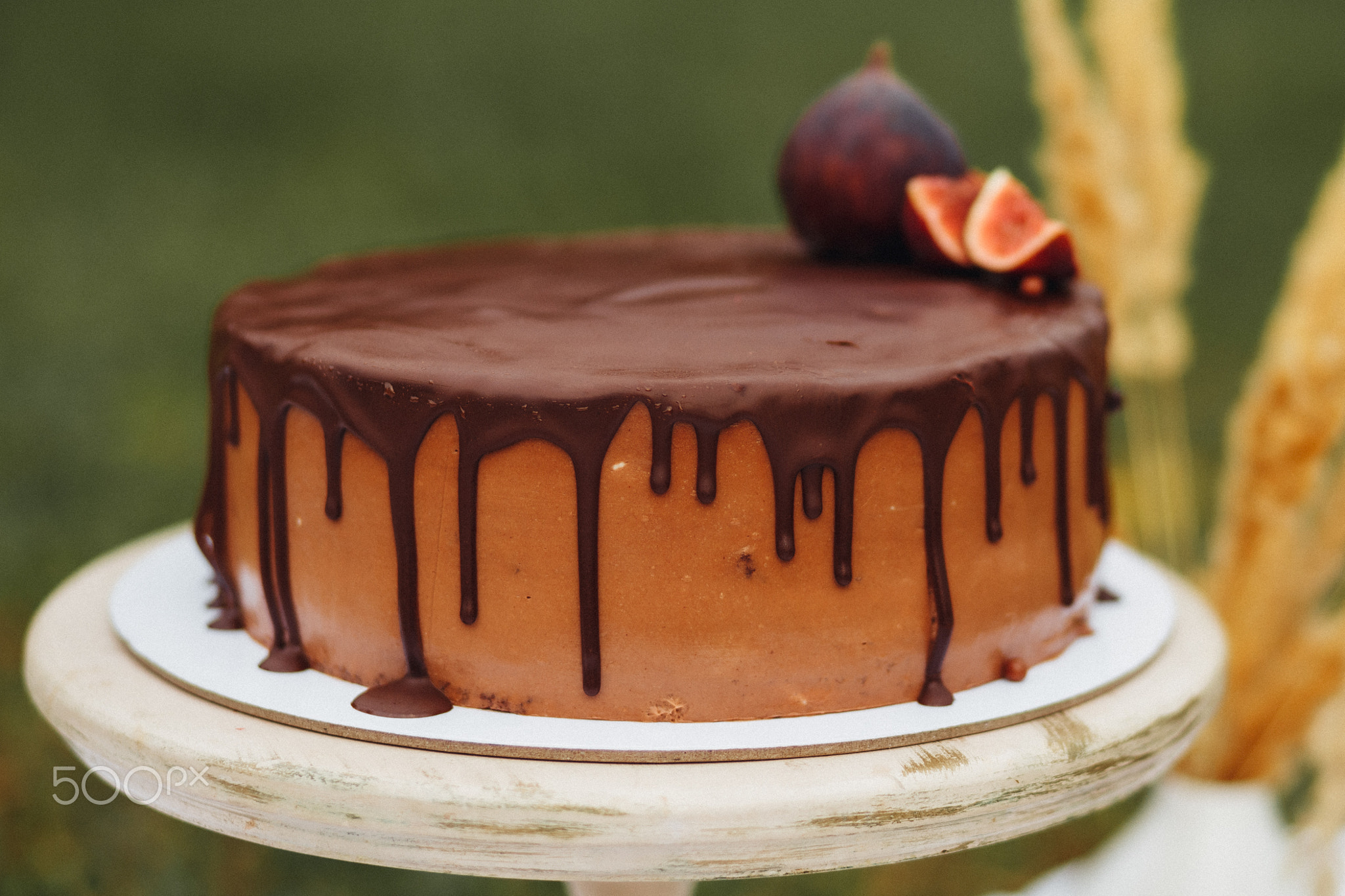 Decadent Chocolate Cake Adorned With Fresh Figs