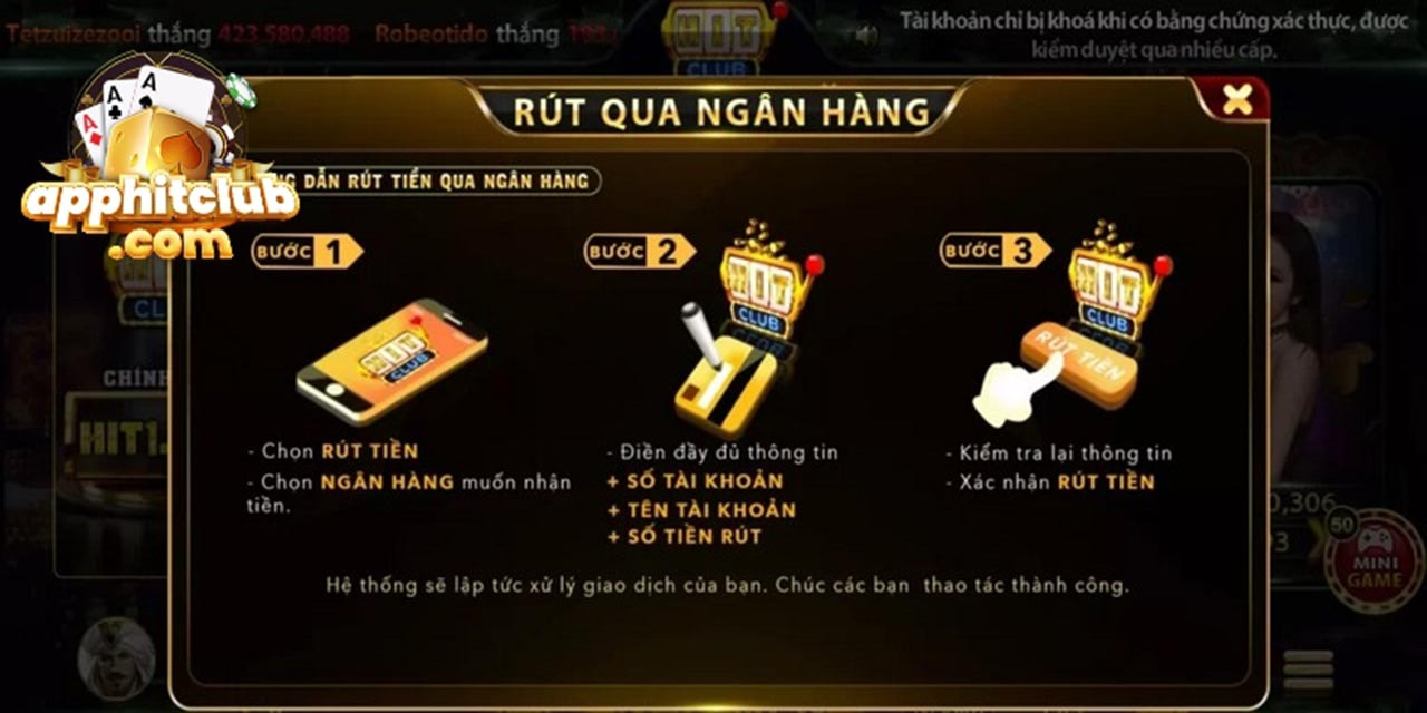 Tìm hiểu các bước rut tien tài khoản tại sân chơi Hitclub không lỗi