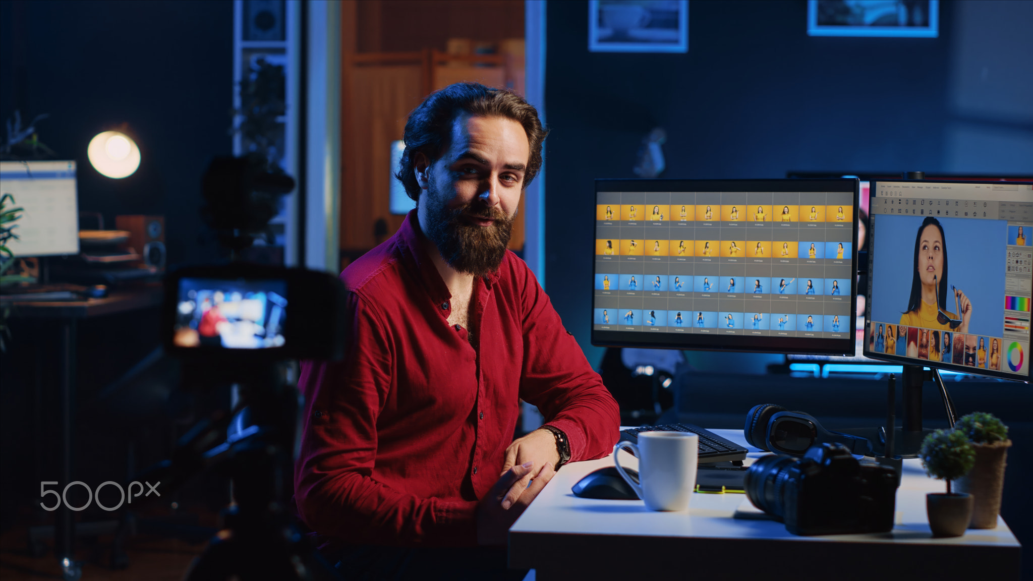 Content specialist filming graphic design tutorial for online audience