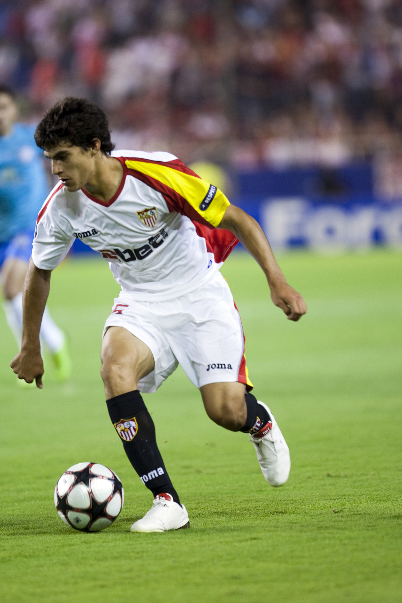 Diego Perotti with the ball. Taken during the UEFA Champions League game between Sevilla FC and FC U