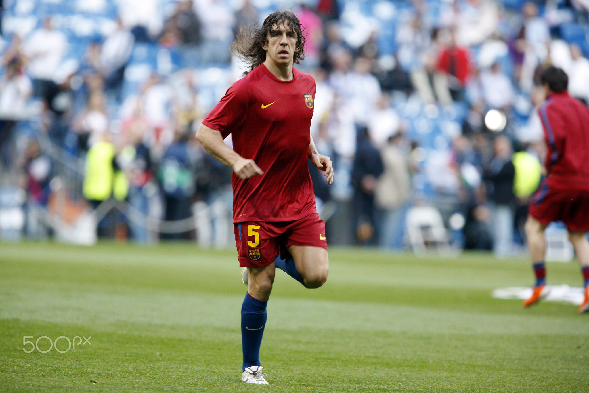 Puyol warming up before the UEFA Champions League Semifinals game between Real Madrid and FC Barcelo