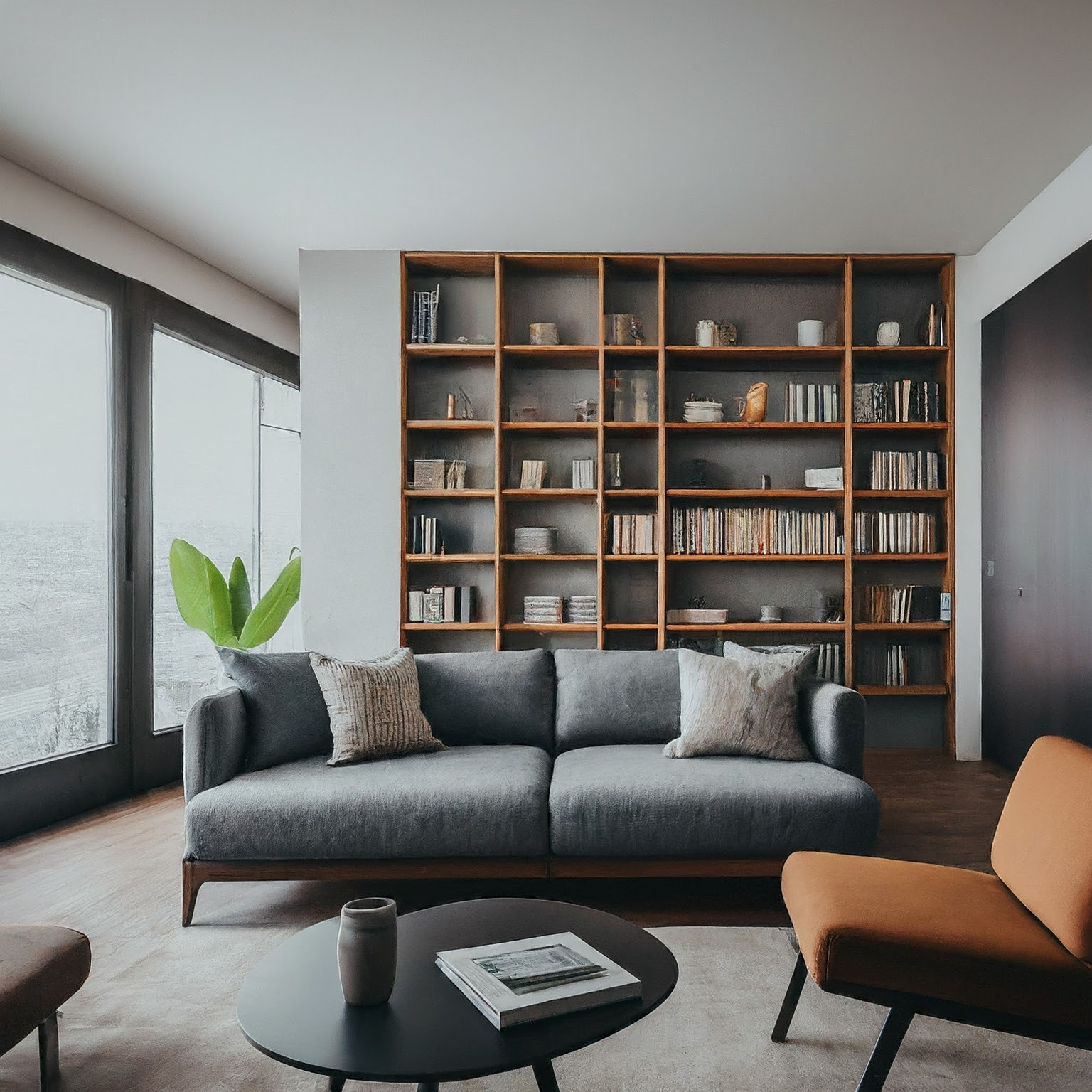 Minimalist Bookwork Living Room