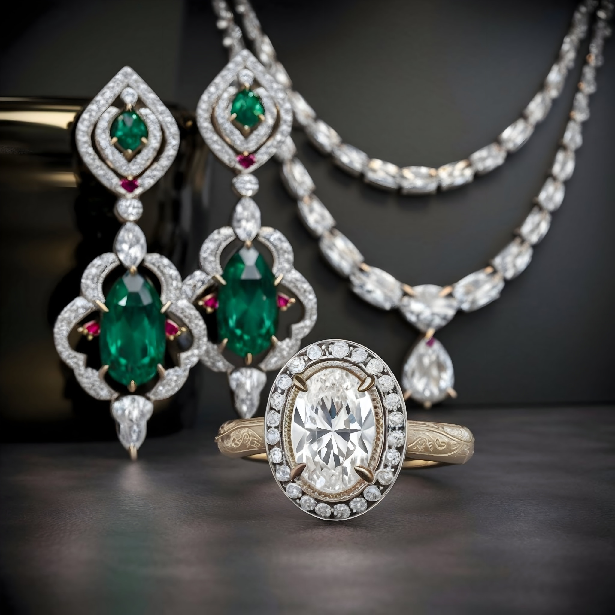 Unique diamond jewelry real photography photo