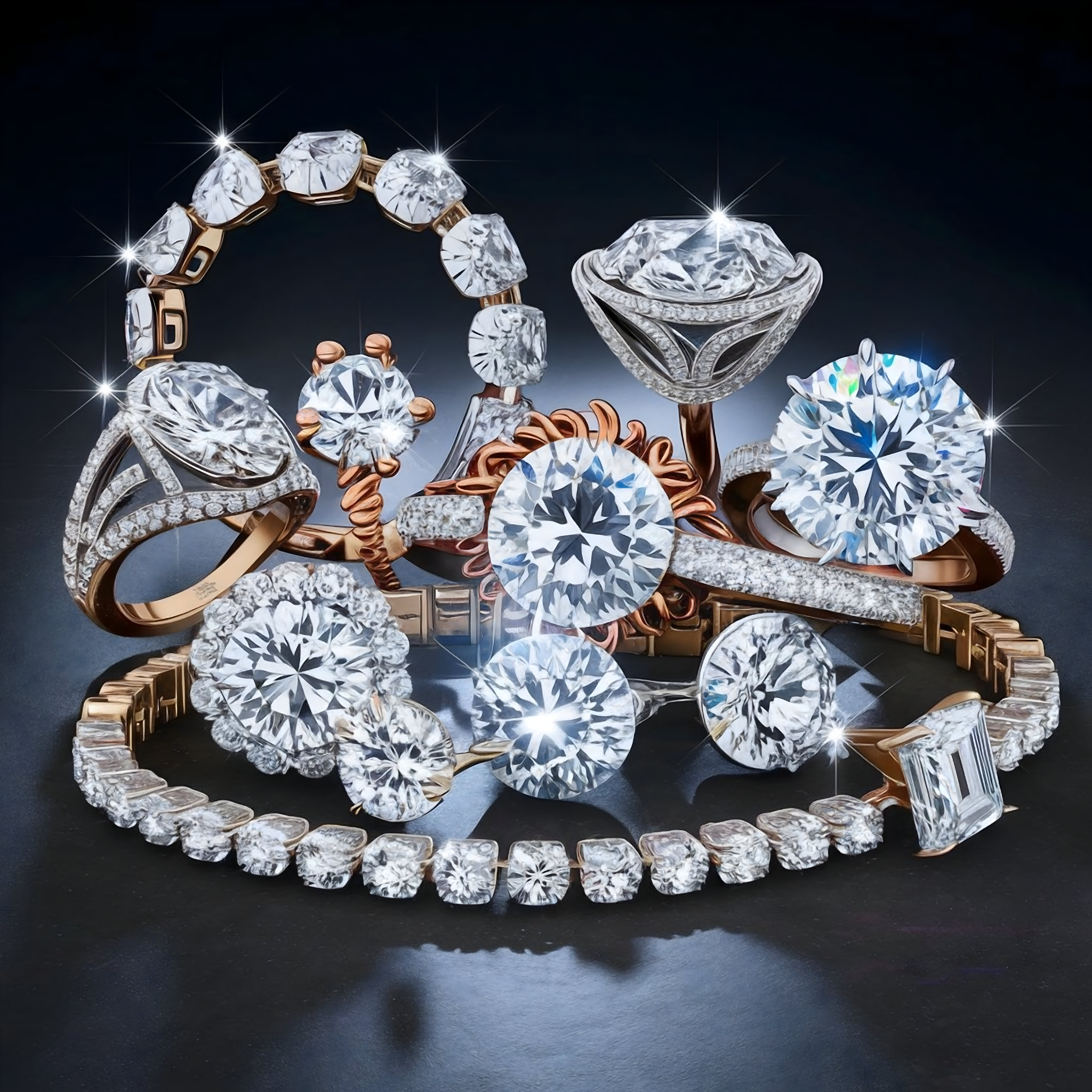 Unique diamond jewelry real photography photo