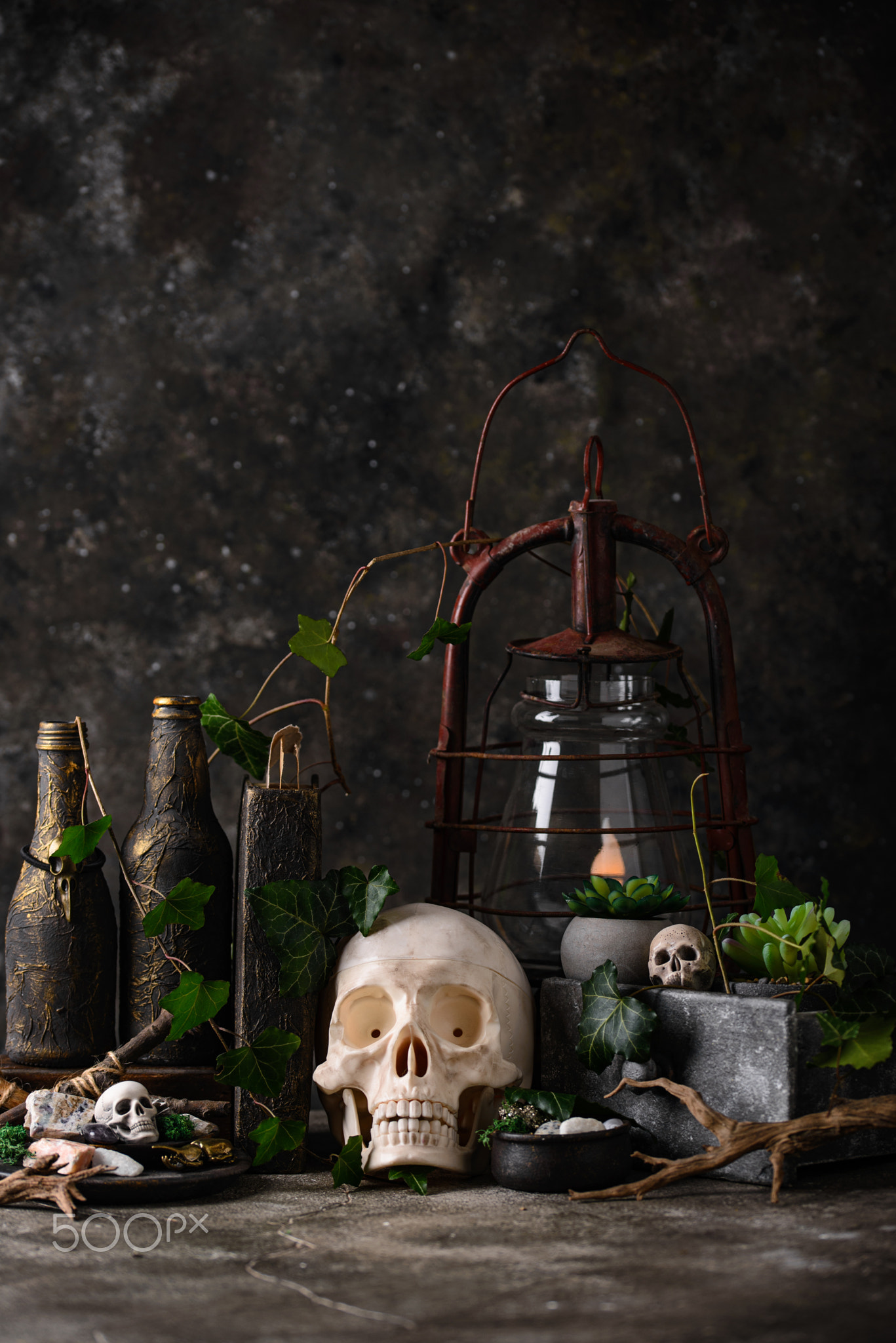 Halloween decoration with skull