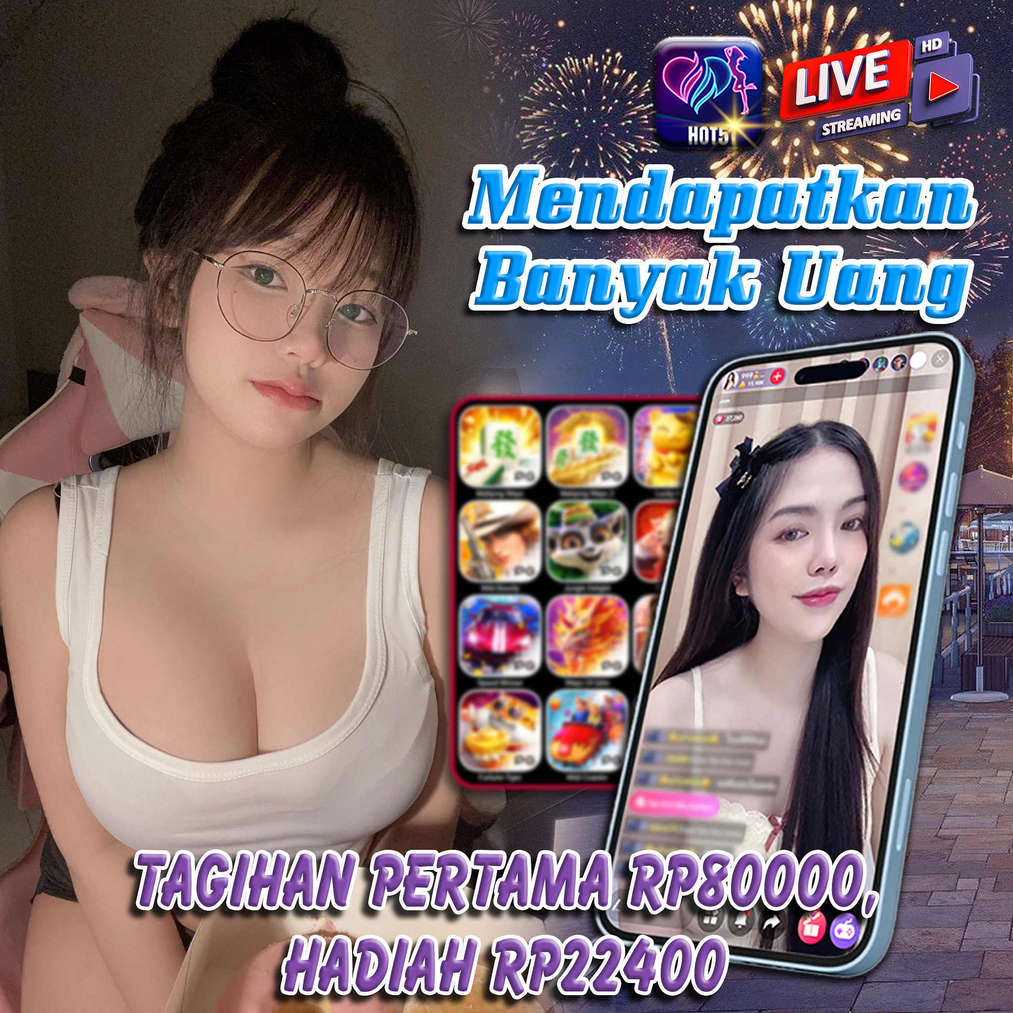 HOT51 - Main game, berteman, pertunjukan gadis cantik gratis.