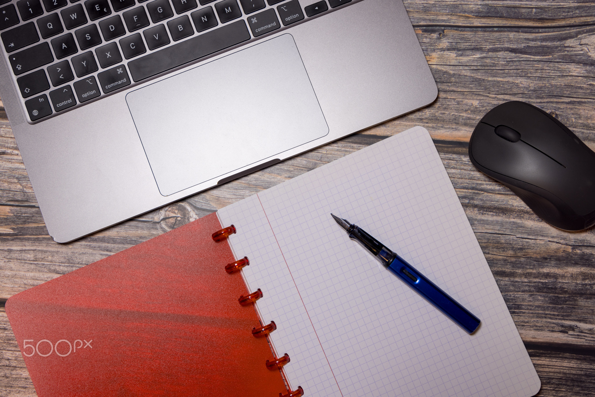 Top view desk or top view table office desk flat lay background