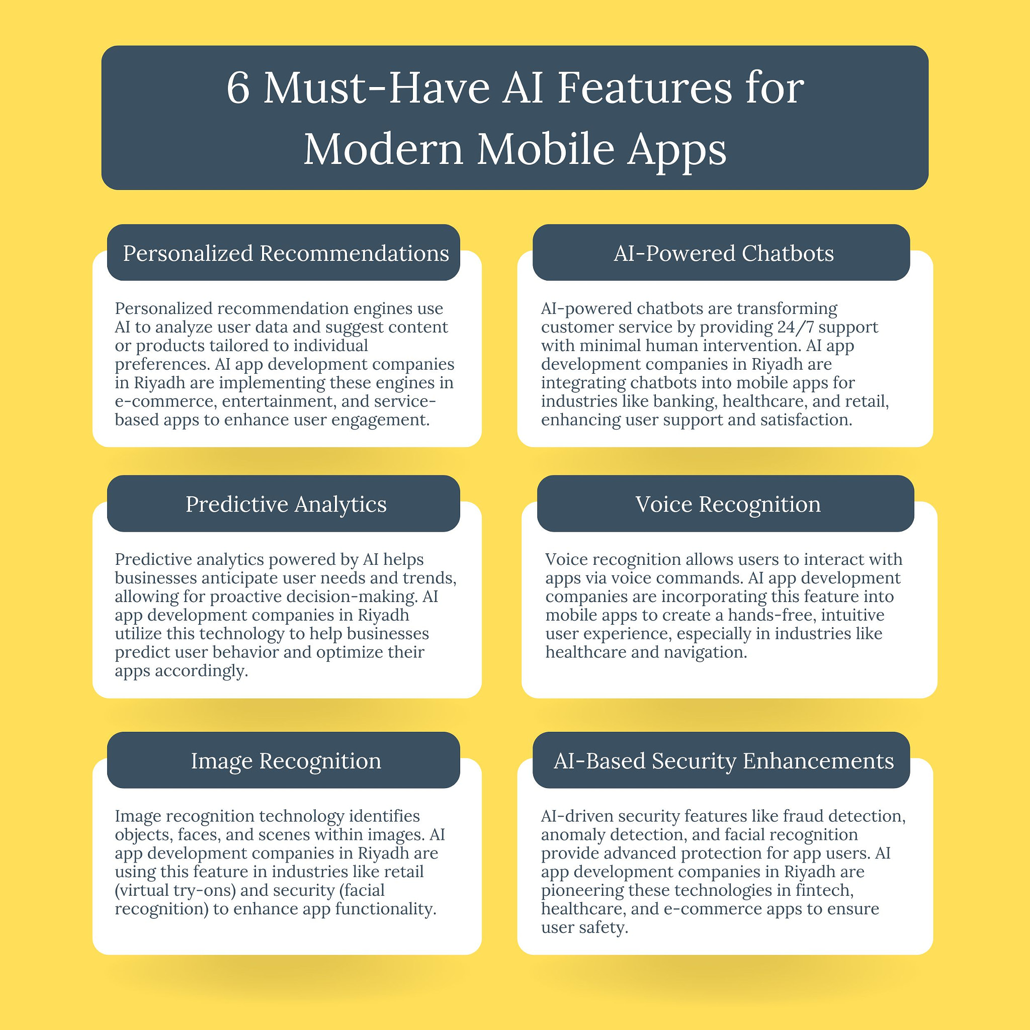 6 Must-Have AI Features for Modern Mobile Apps