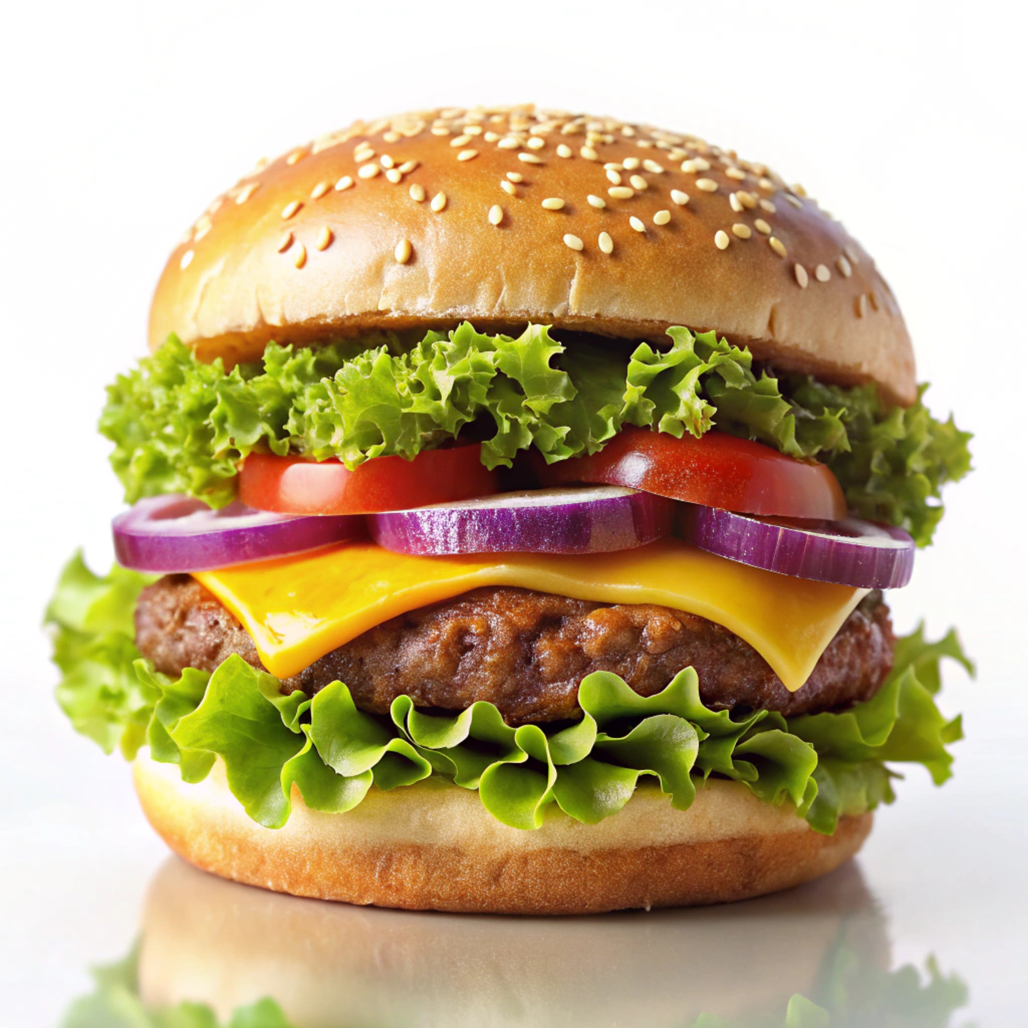 Close-up of burger on white background