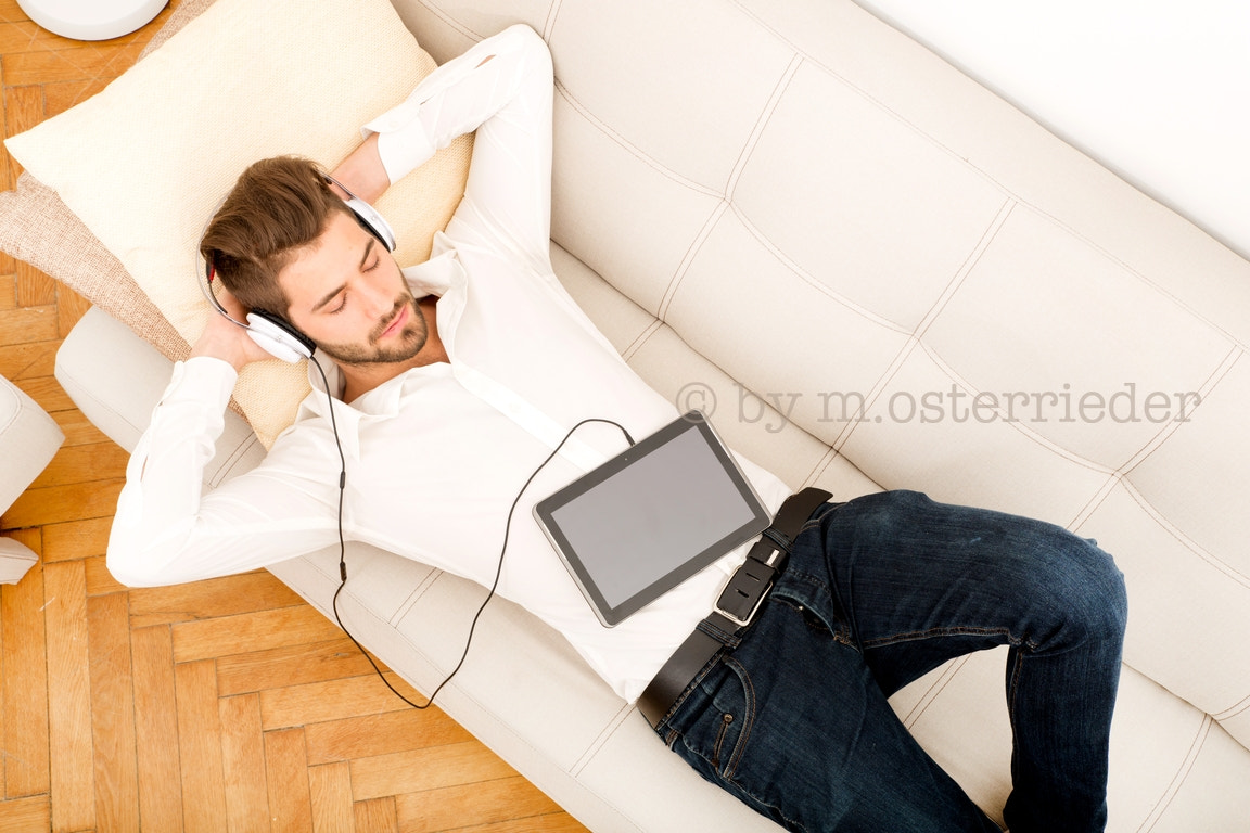 Young man listening to music