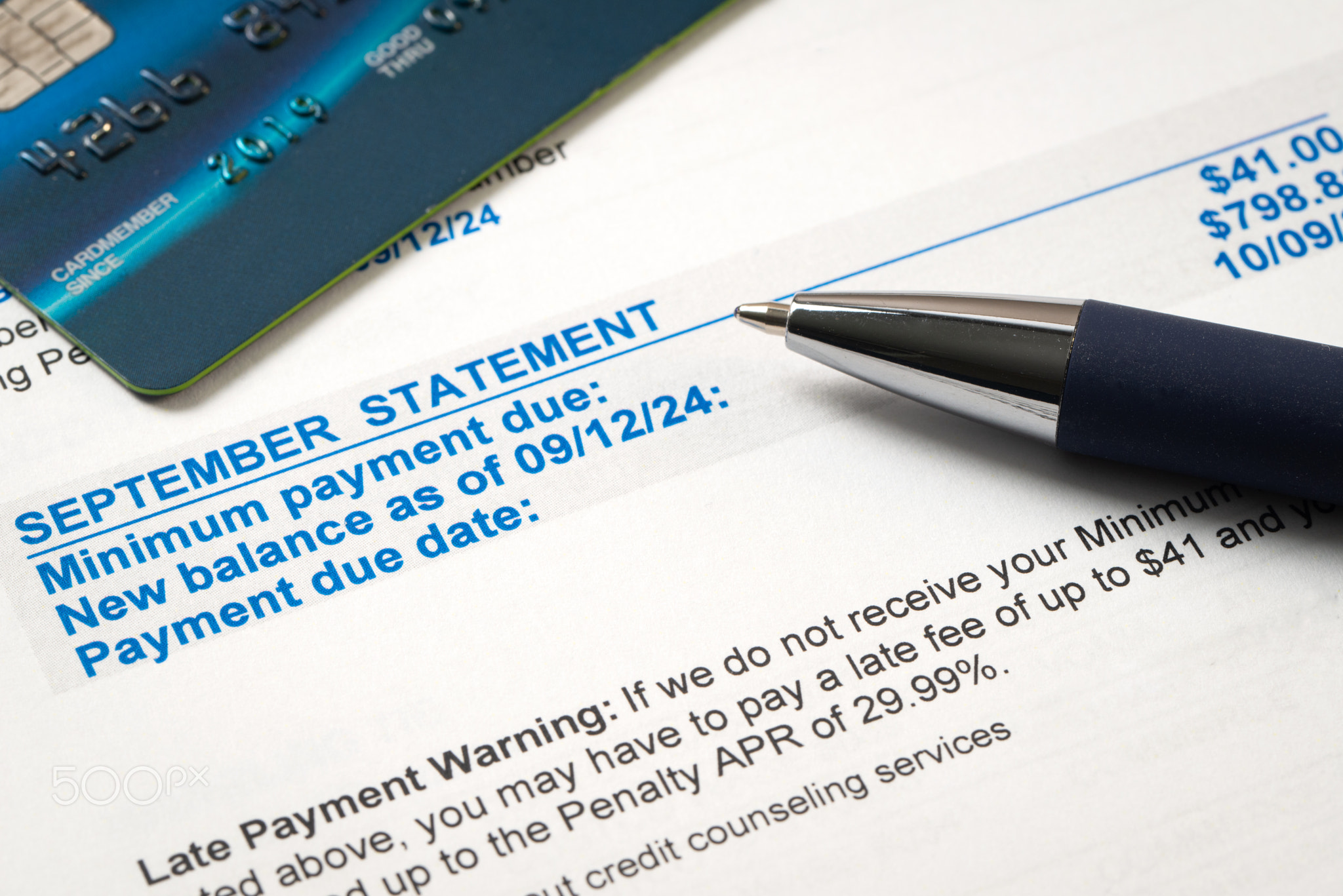 Credit card statement bill