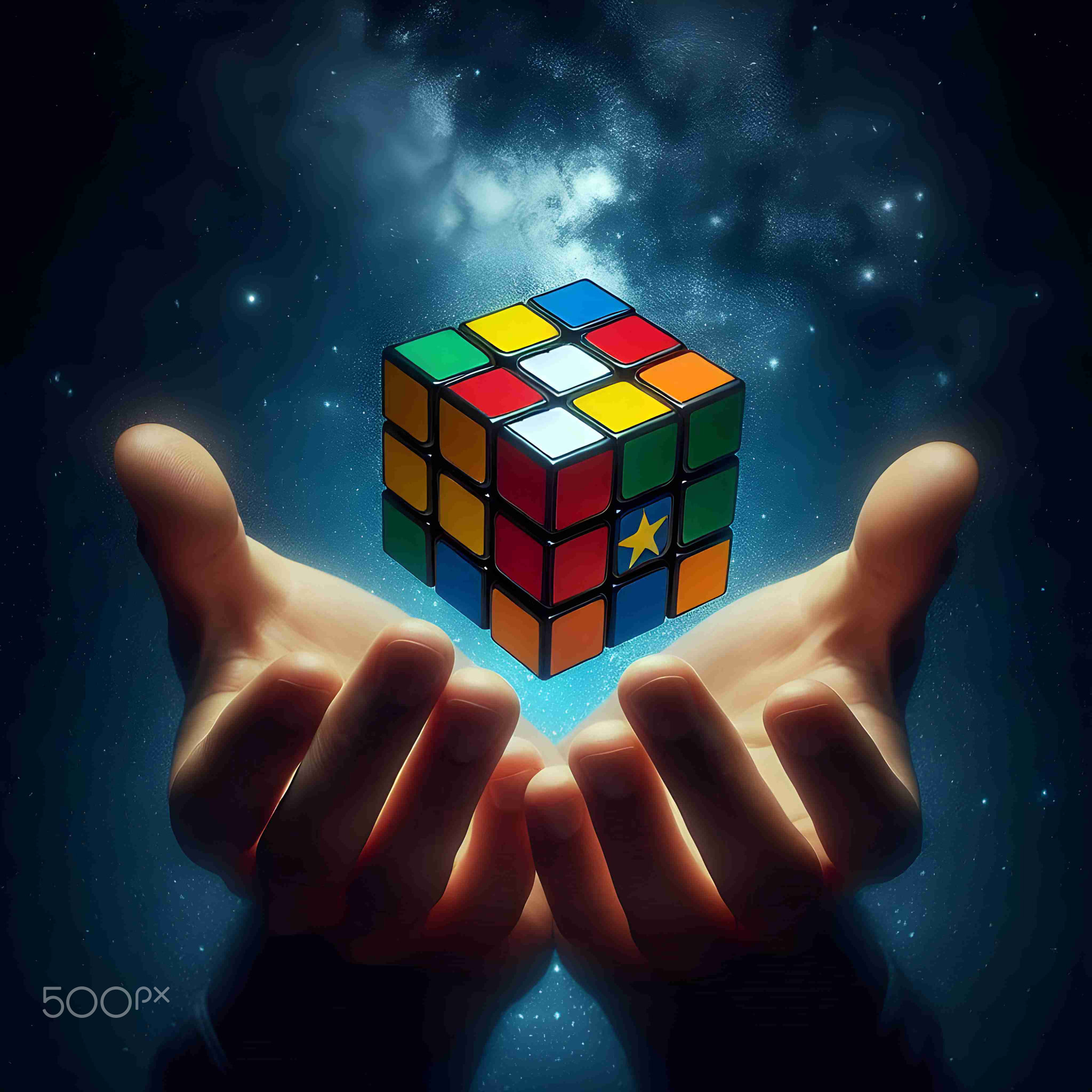 World famous rubik cube in hands