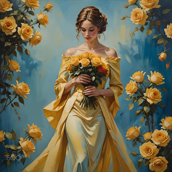 Beautiful Young Lady in Yellow Evening Gown with Yellow Roses by Sayed Sajjad Hussain Musavi on 500px.com