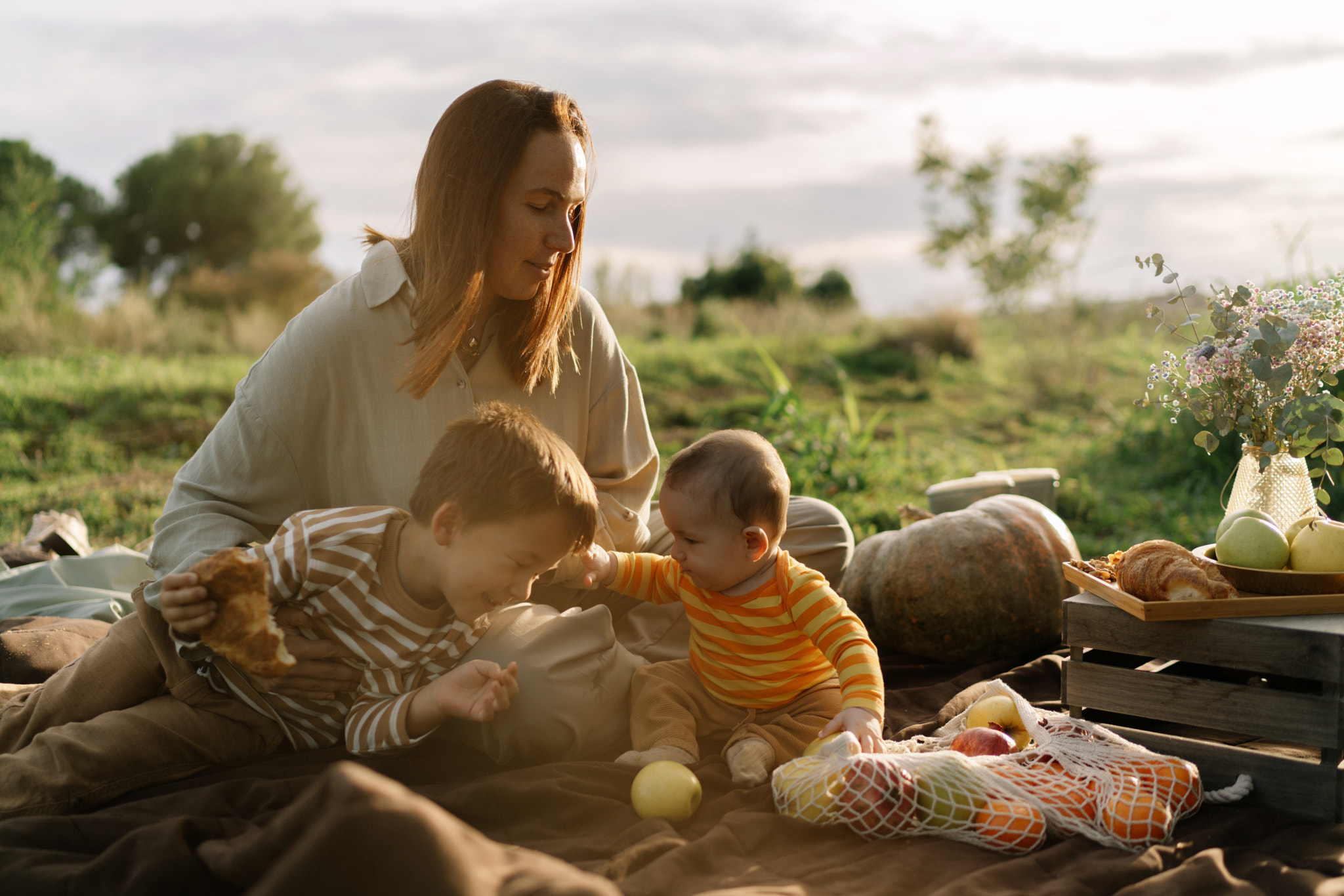 Family enjoying picnic