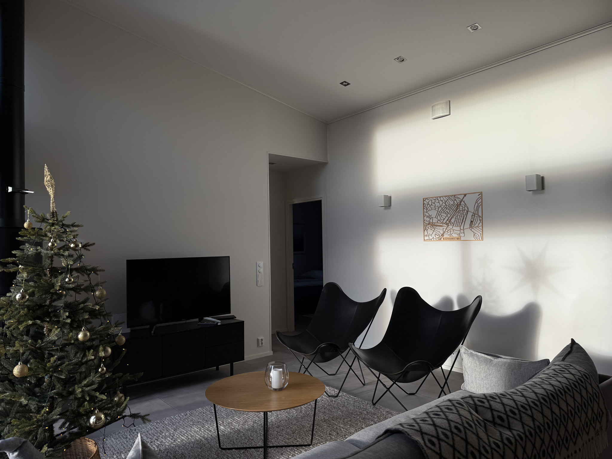 The interior of the christmas tree