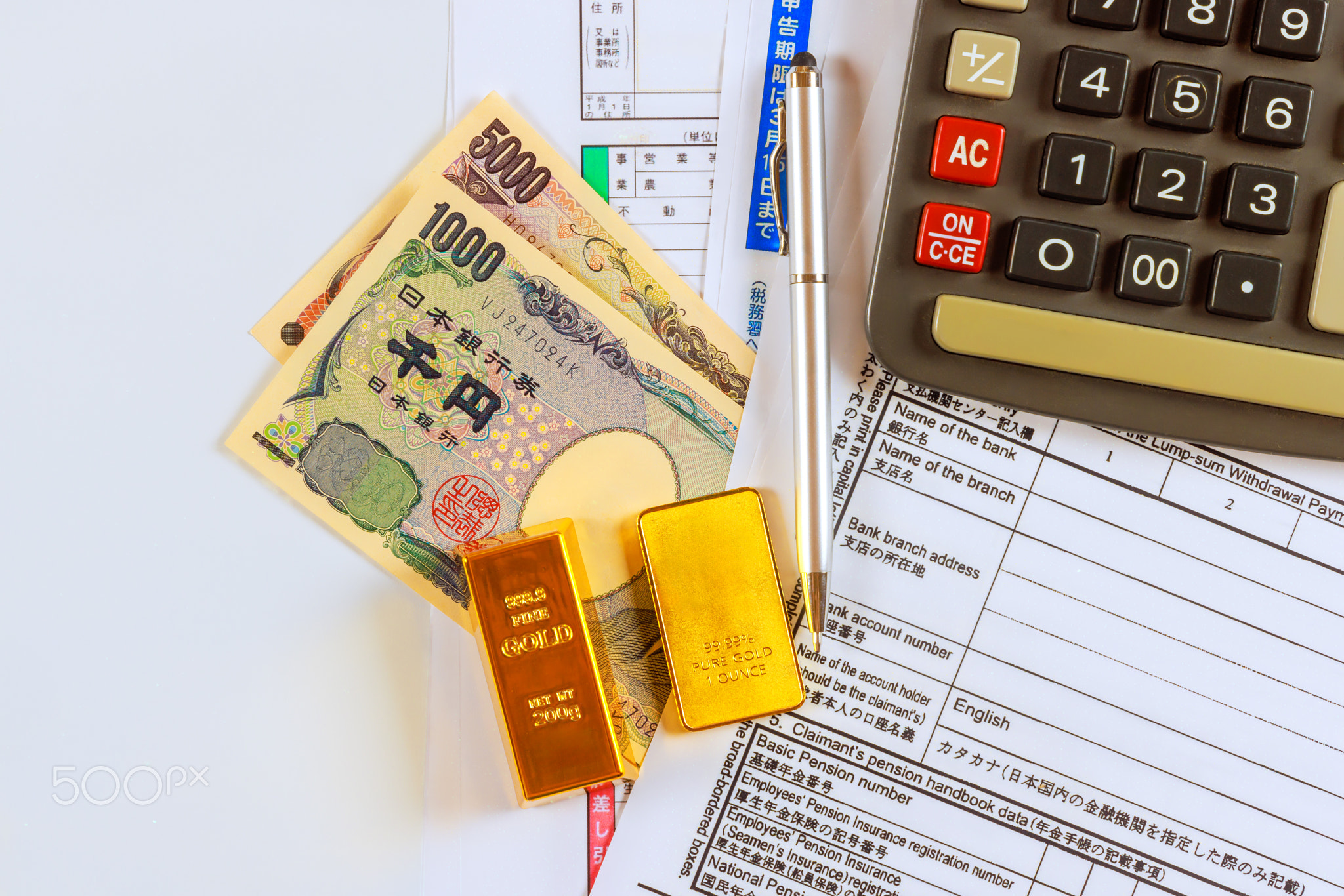 Payment of taxes on purchased gold in Japanese yen during a tax