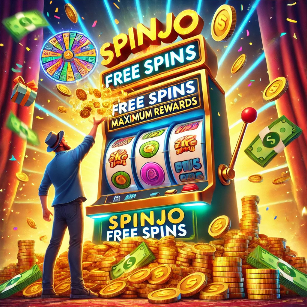 t of Spinjo Free Spins for maximum rewards. The scene should feature a player interacting