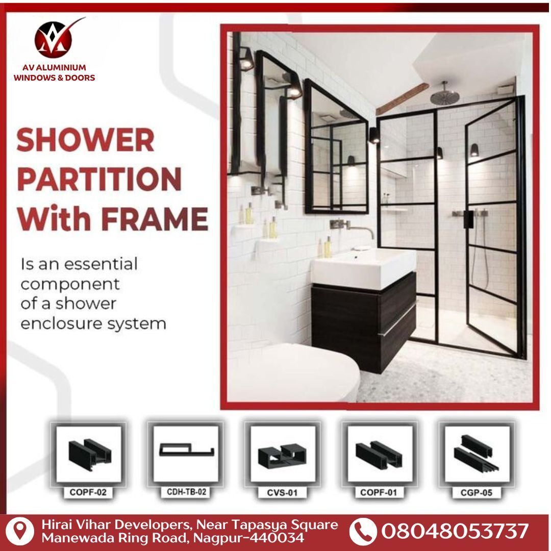 Shower Partition with Frame | AV Aluminium