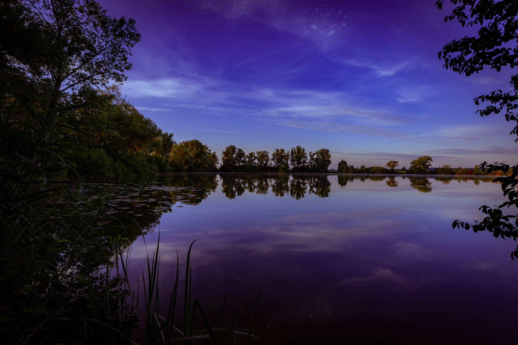 Scenic of peaceful lake before sunrise