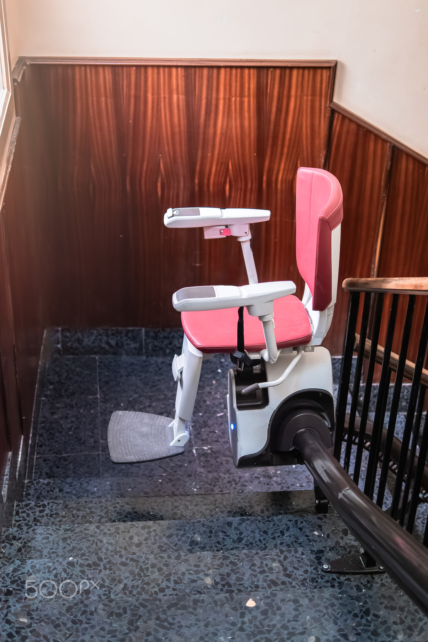 Empty Stairlift on Indoor Staircase for Accessibility