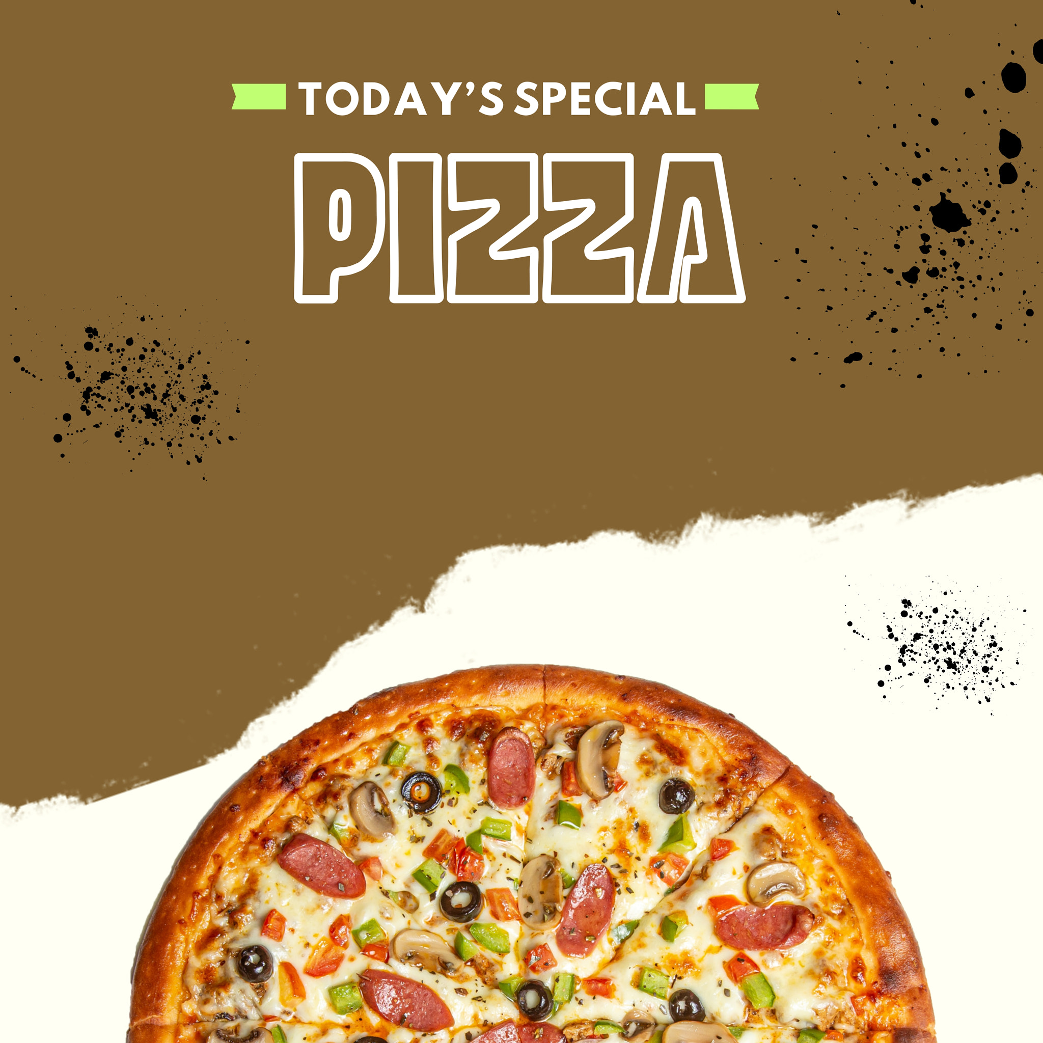 Green and Beige Modern Pizza Promotional Ad Instagram Post