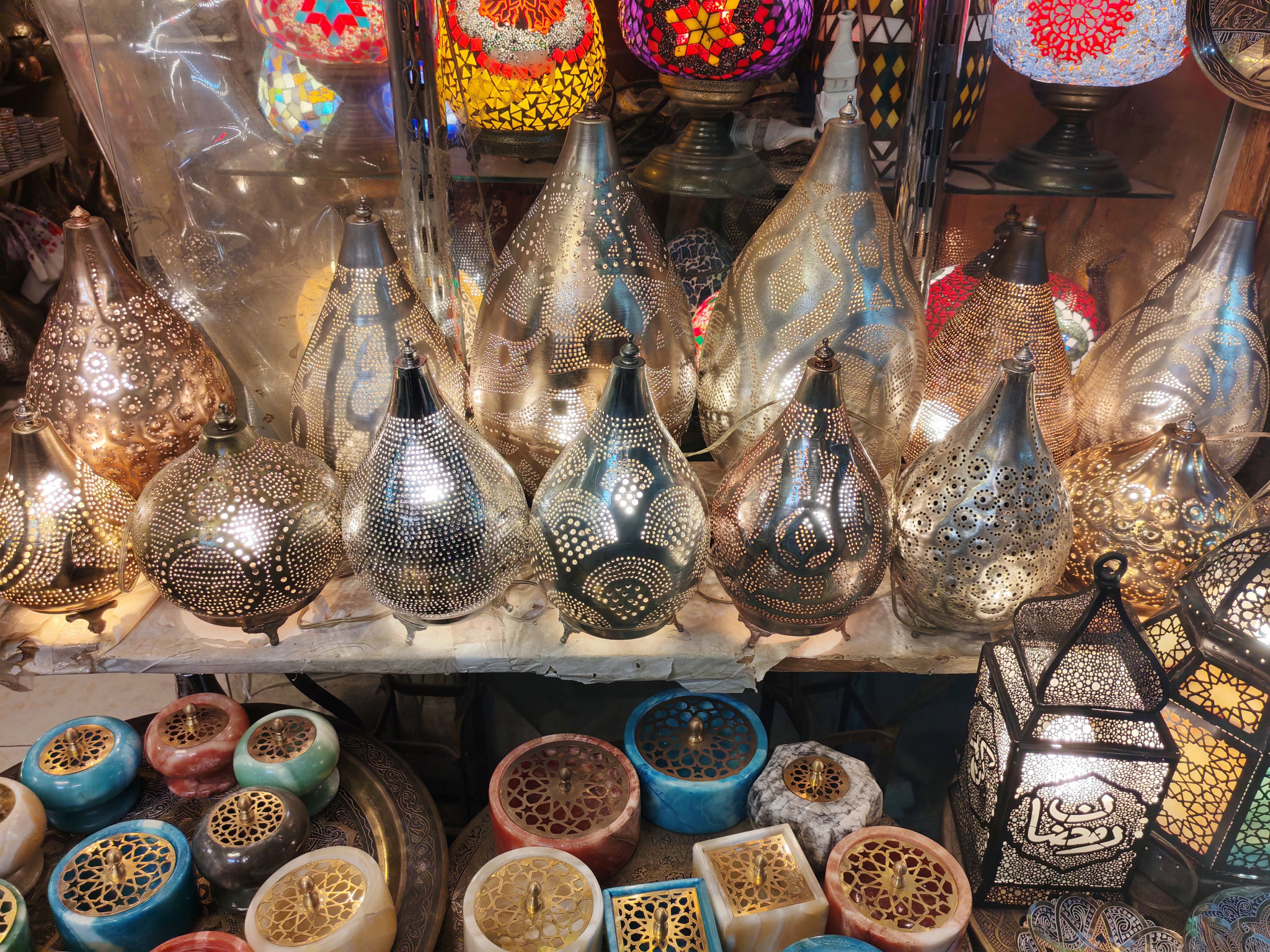 Full frame shot of various various objects for sale in market