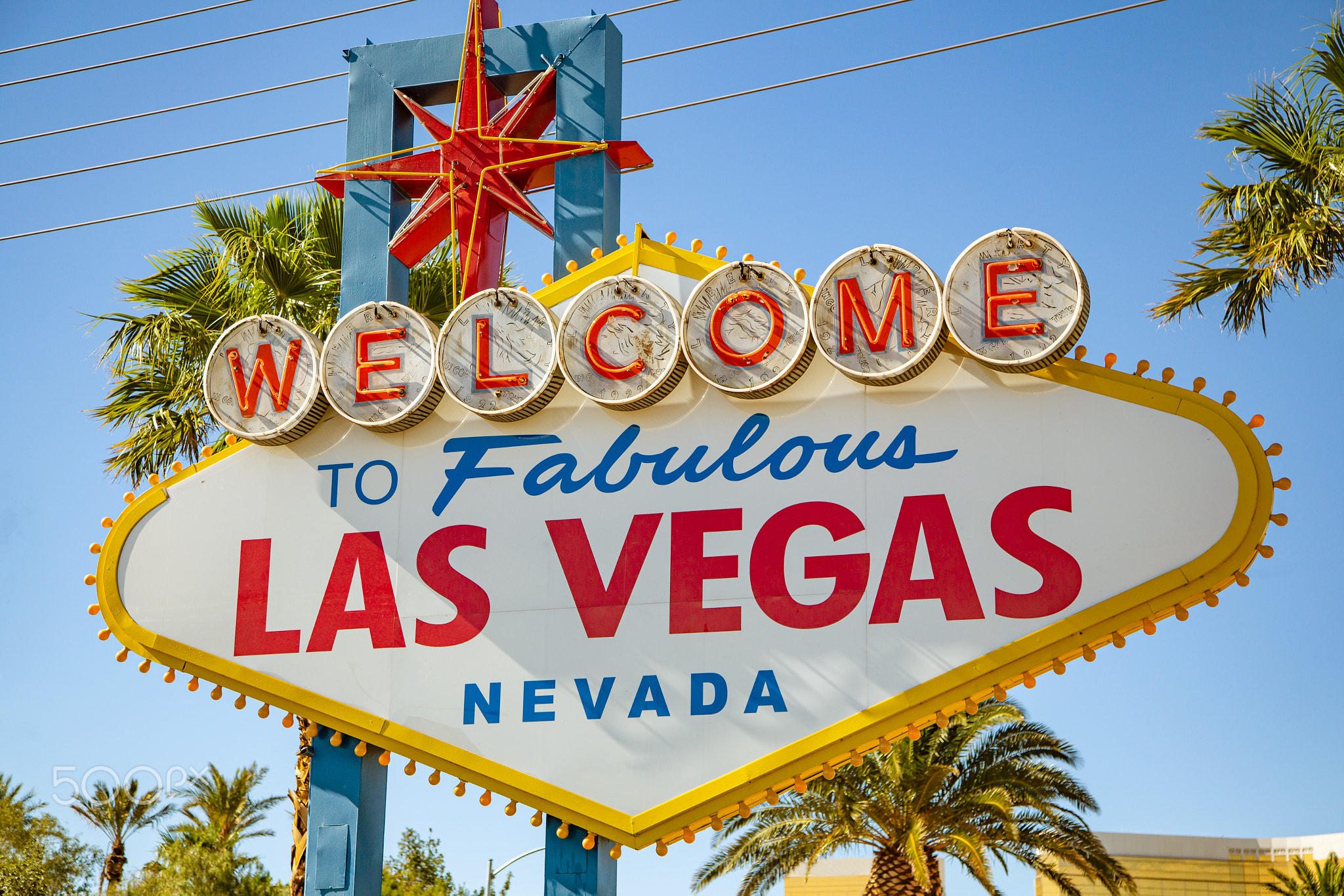 Close-up iconic welcome sign welcome you to fabulous Las Vegas