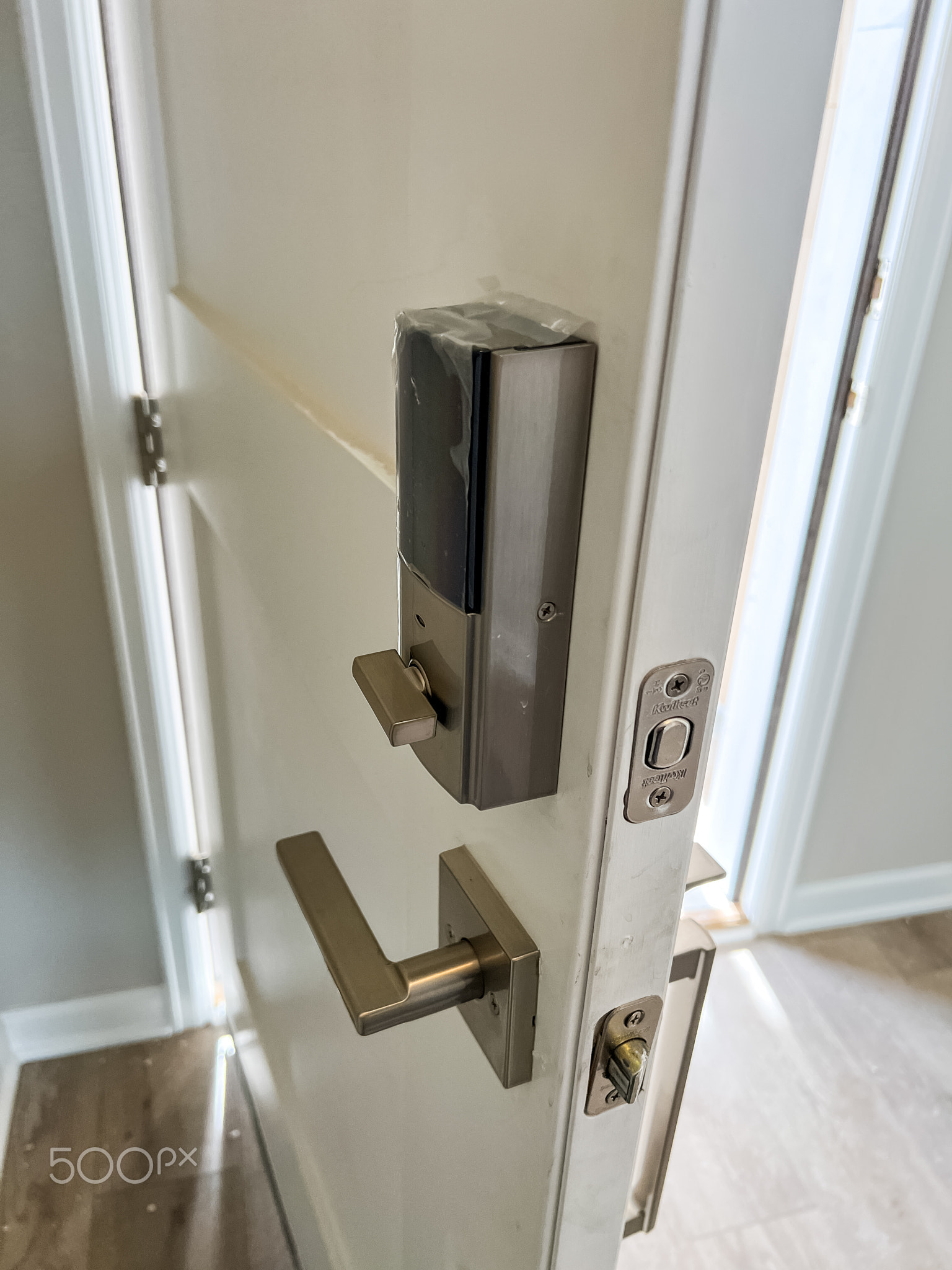Modern Door with Smart Lock and Sleek Handle