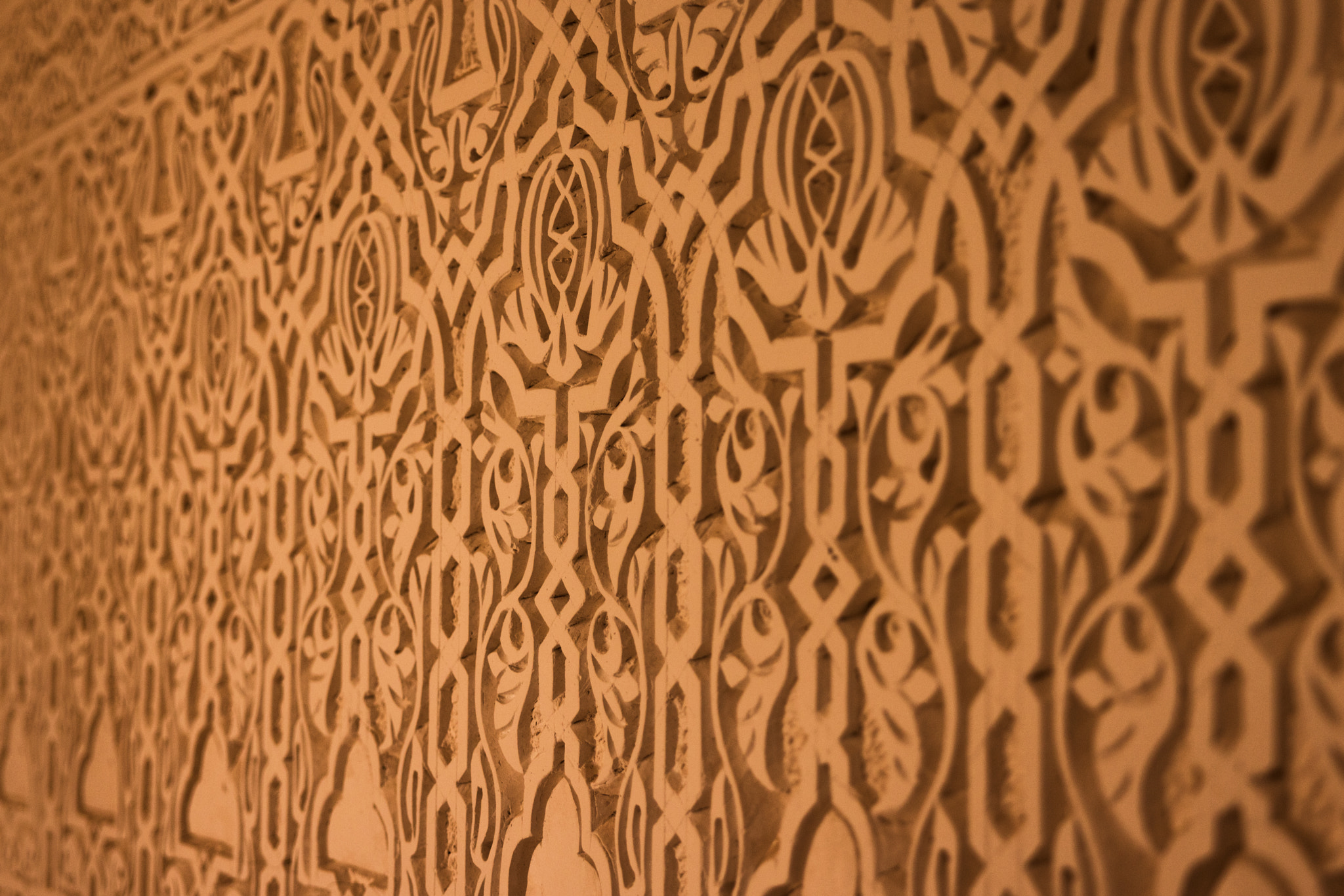 Close-Up of Ornate Wall Pattern in Marrakech Temple