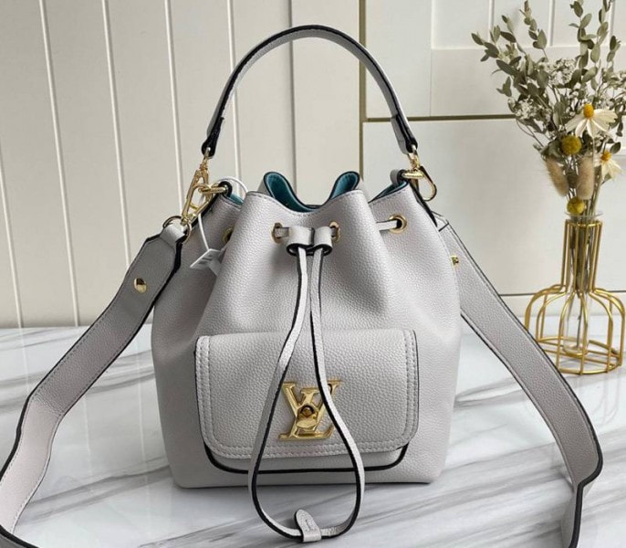 Louis Vuitton Lockme Bucket Bag In Greige