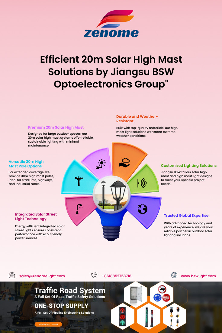 Efficient 20m Solar High Mast Solutions by Jiangsu BSW Optoelectronics Group