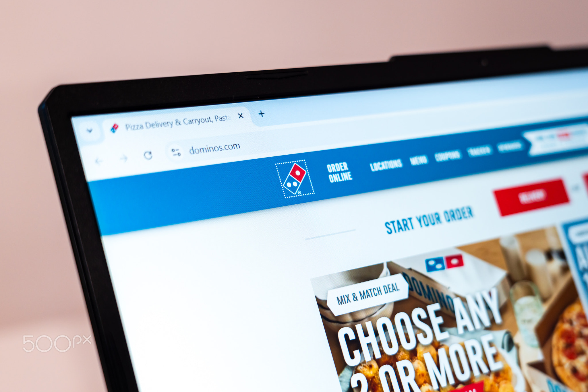 New York, USA - January 01, 2025: Dominos Pizza website displayed on