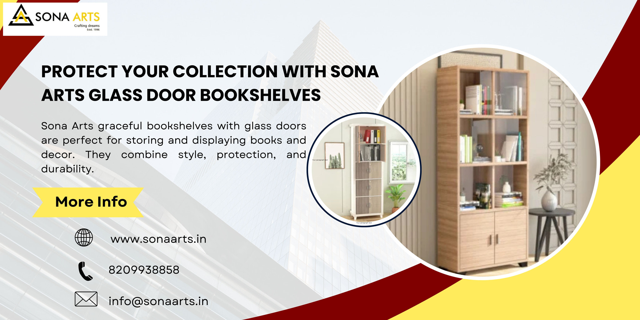 Protect Your Collection with Sona Arts Glass Door Bookshelves