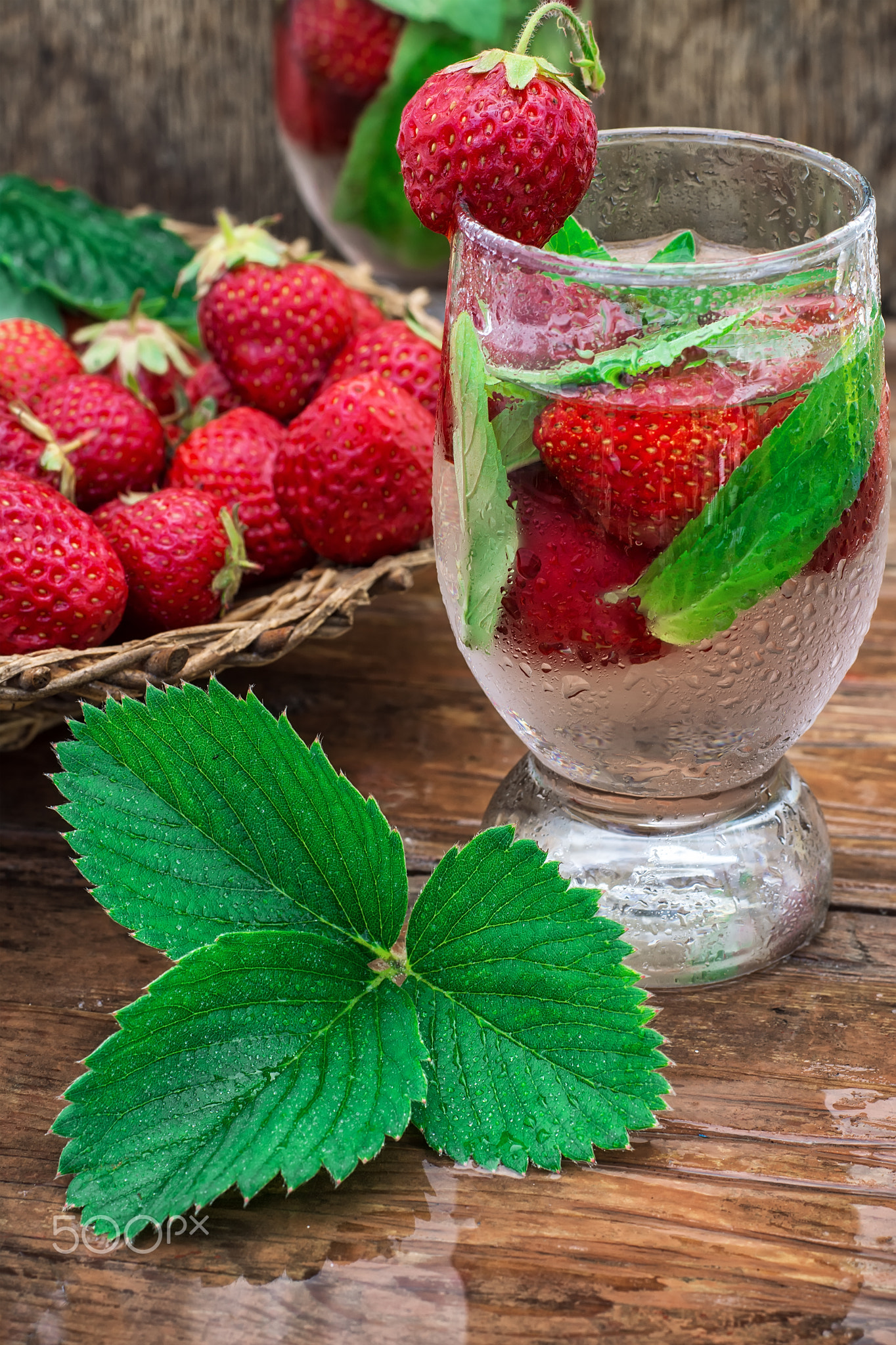 glass of refreshing strawberry cocktail