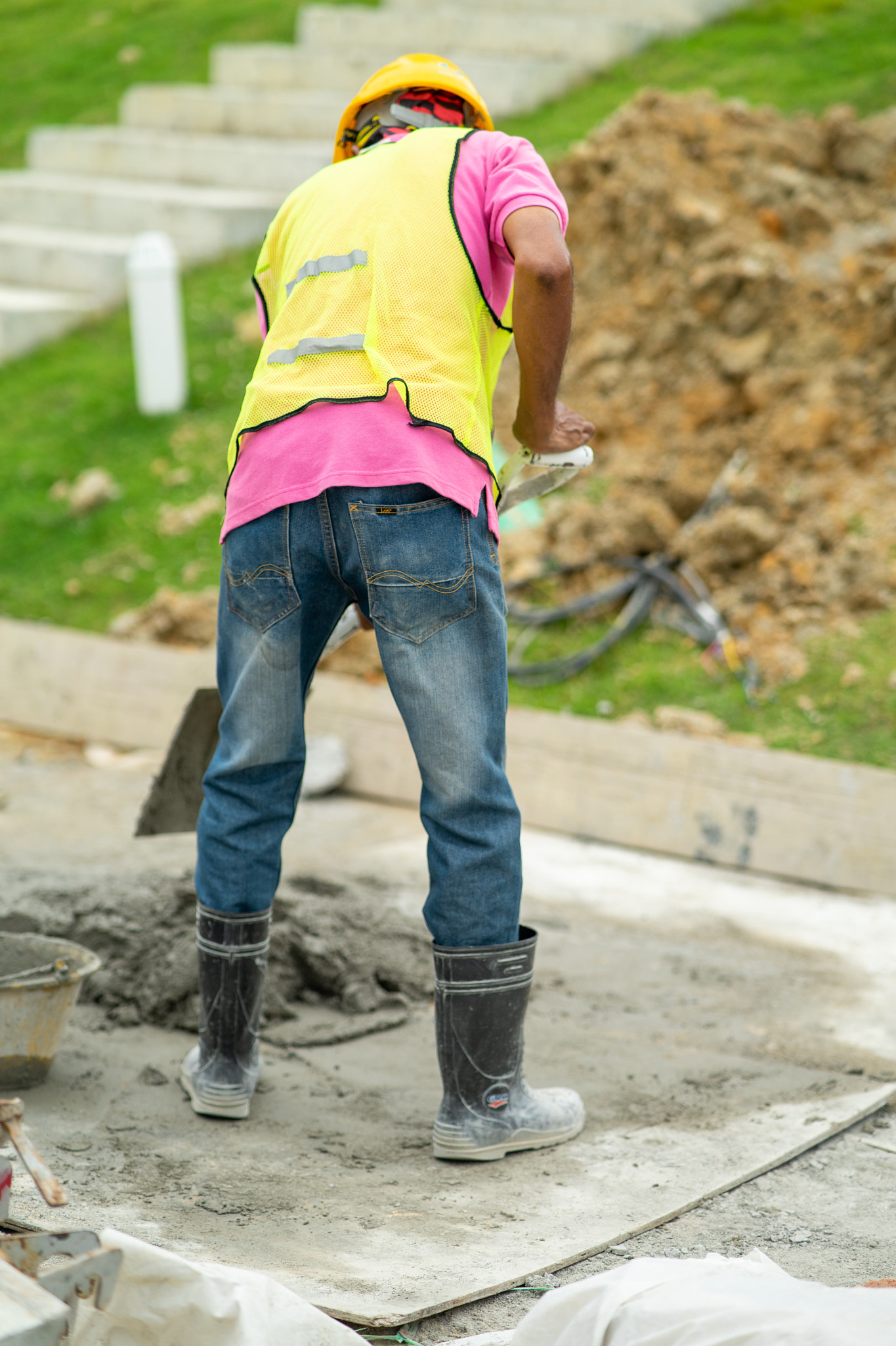 Kuala Lumpur, Malaysia - January 22, 2021: construction worker in the construction site.