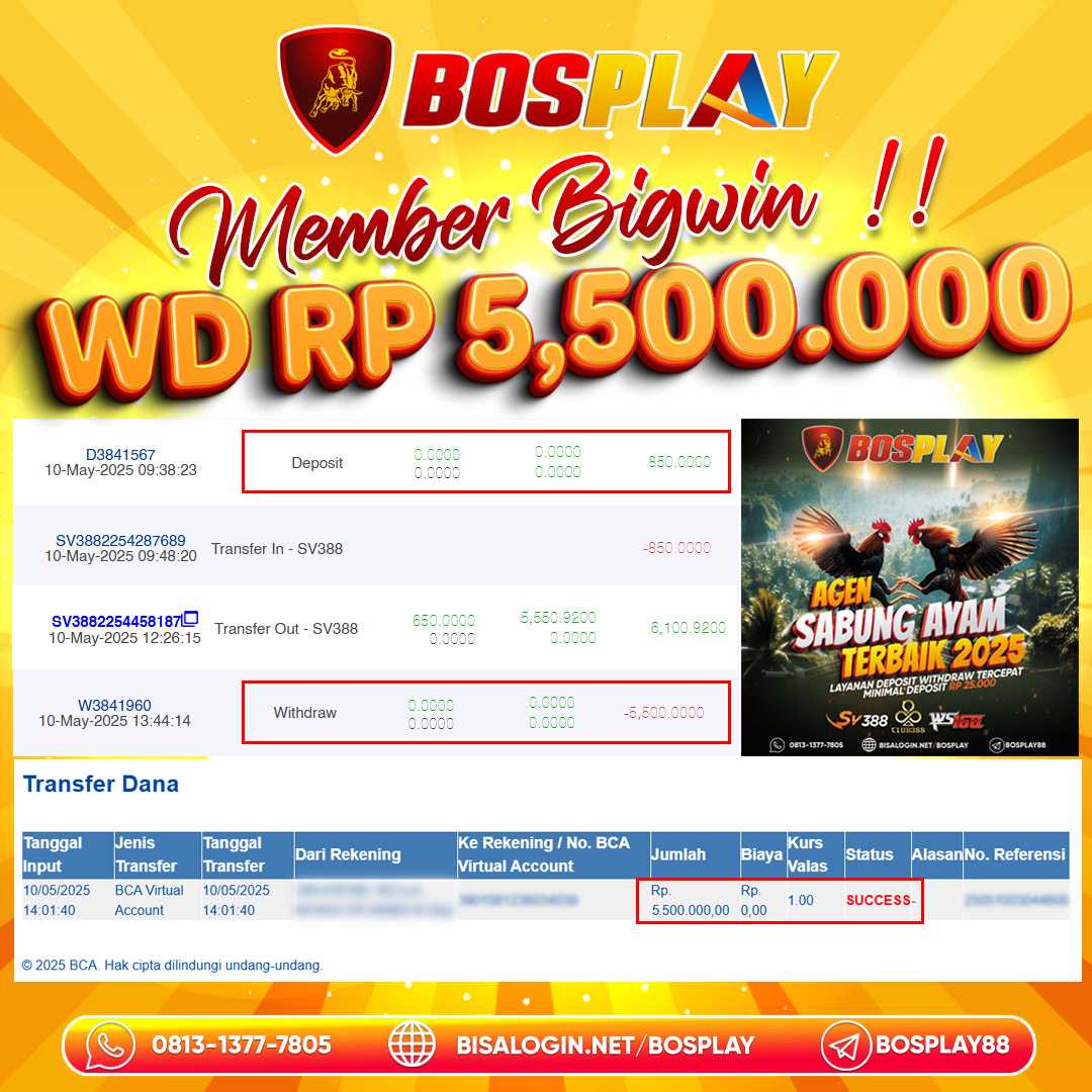 MEMBER BIGWIN SABUNG AYAM ONLINE SV388 WD 5.5 JT